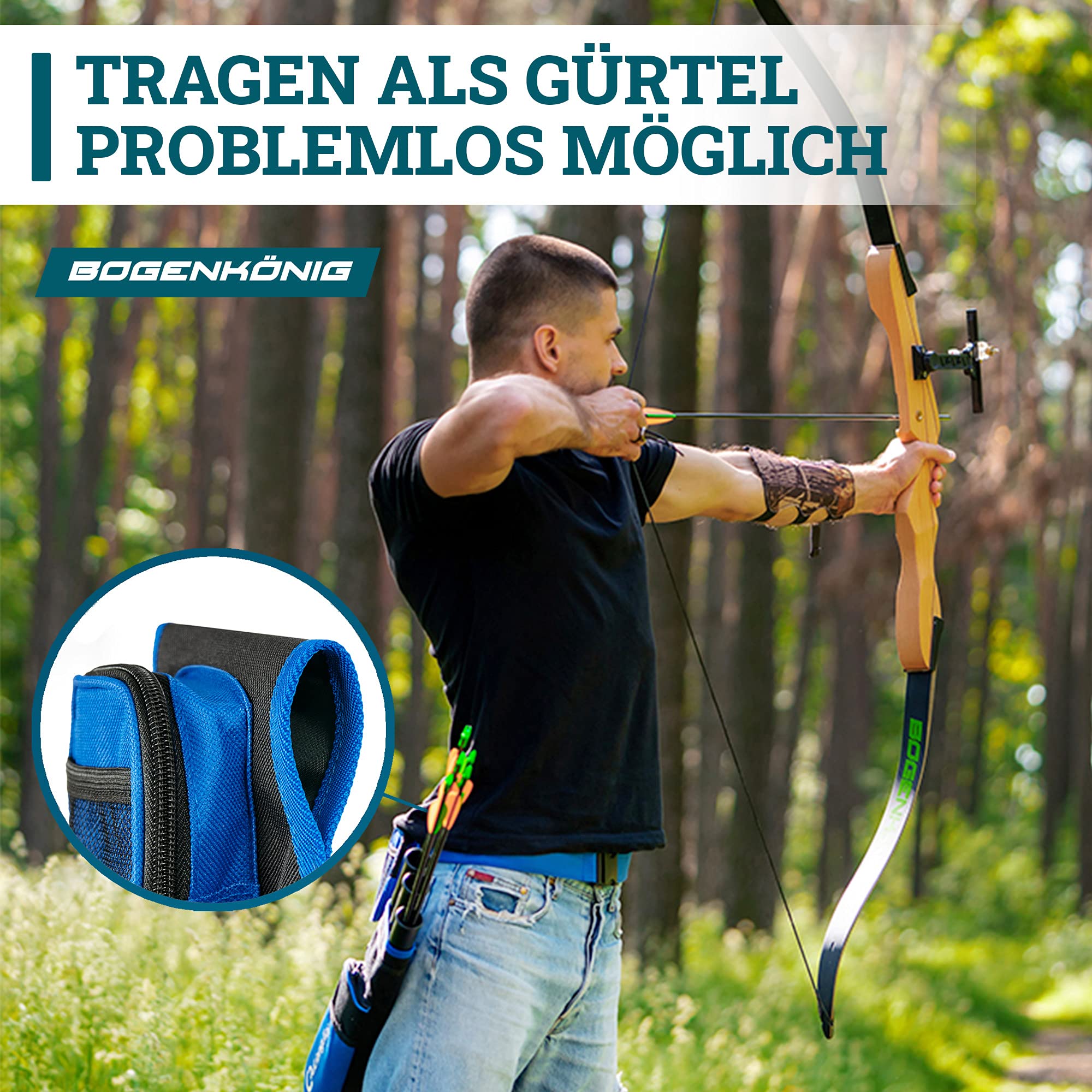 Alta Qualità Faretra per Frecce Arco con Cinghia Regolabile, Faretra con Frecce a 3 Tubi - Faretra laterale - Design Accattivante