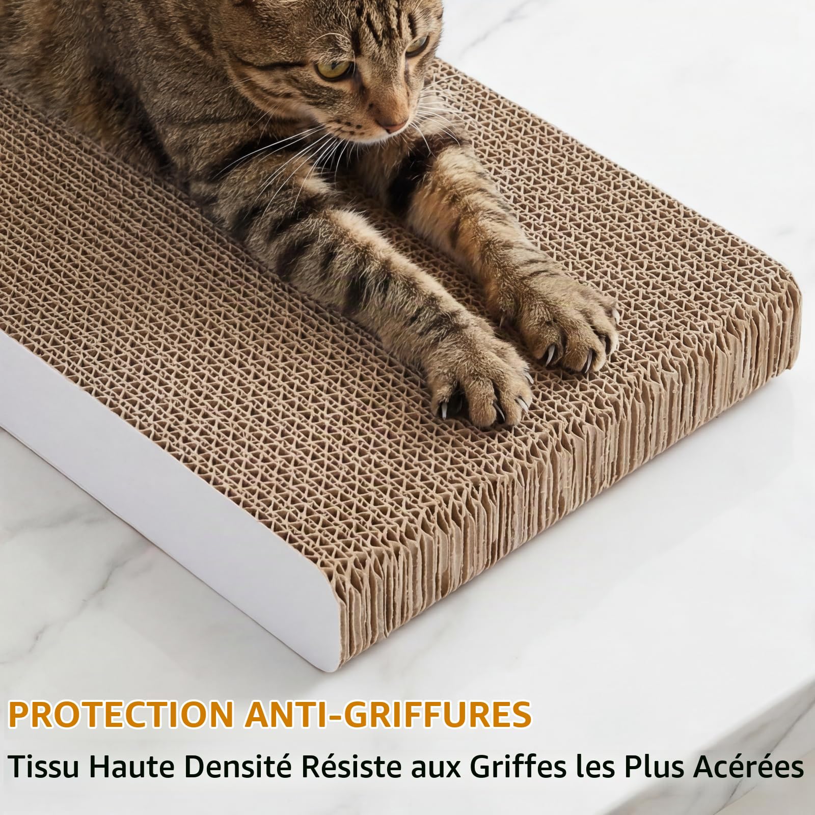 Gimars 75cm Griffoir pour Chat 3 en 1 XXL, Meuble Griffoir Chat Carton Élégant pour Foyer Multi-Chats, Design Vague Moderne, Imbriquable & Gain de Place Lounge