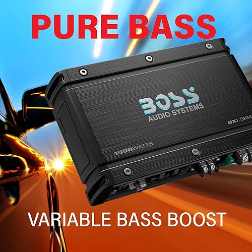 Miniatura 2 de BOSS Audio Systems OX1.5KM serie Onyx amplificador para subwoofer de auto, clase AB, 24 ohmios, entradas de bajo y alto nivel, cruce variable de