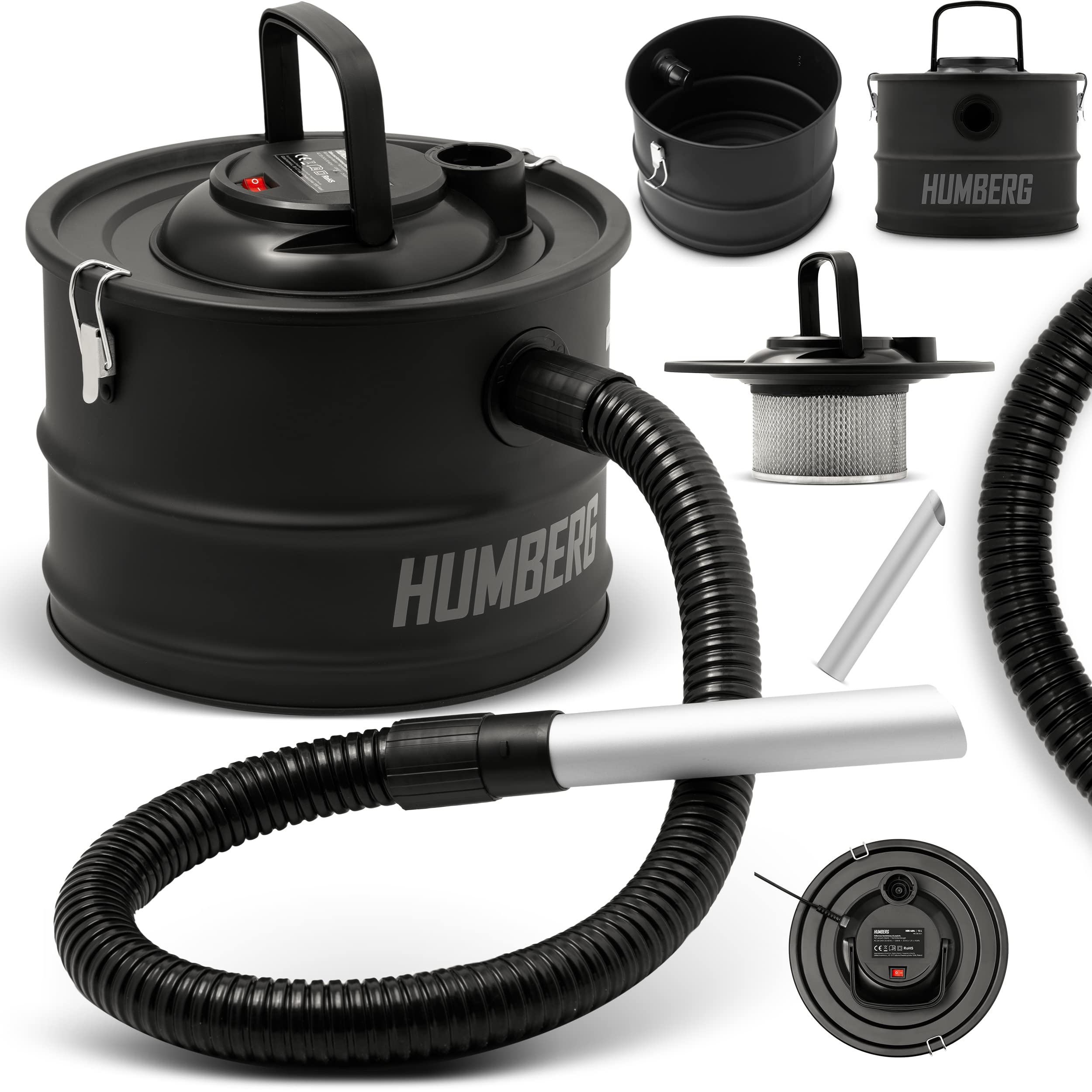 Humberg HM-404 - Aspiradora Industrial para Cenizas y escombros, sin Bolsa, 15 l, 1200 W