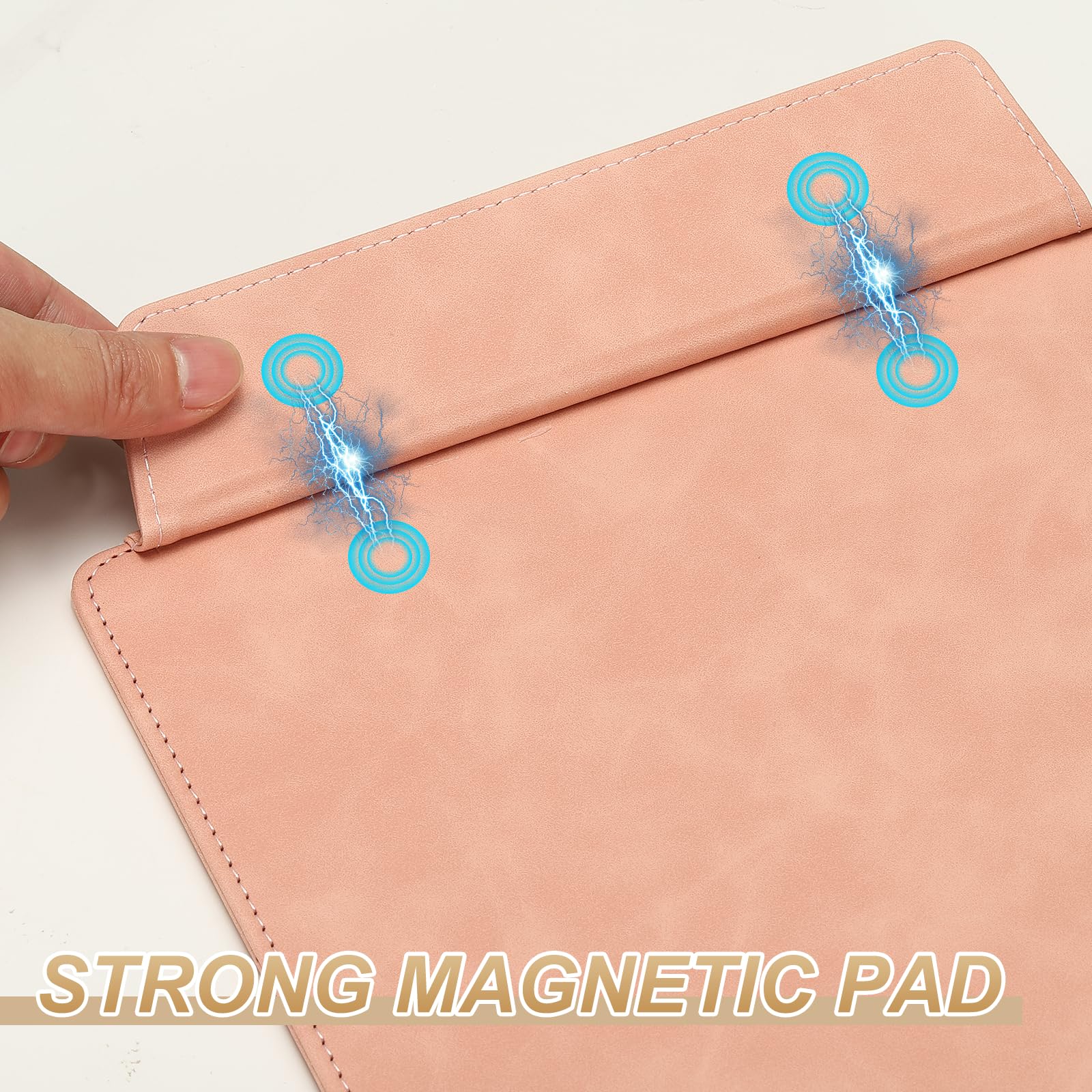 PATIKIL A4 Letter Size PU Leather Clipboard, 9"x12" Business Magnetic Padfolio with Pen Holder Organizer Office Folder Writing Board, Pink - Image 3