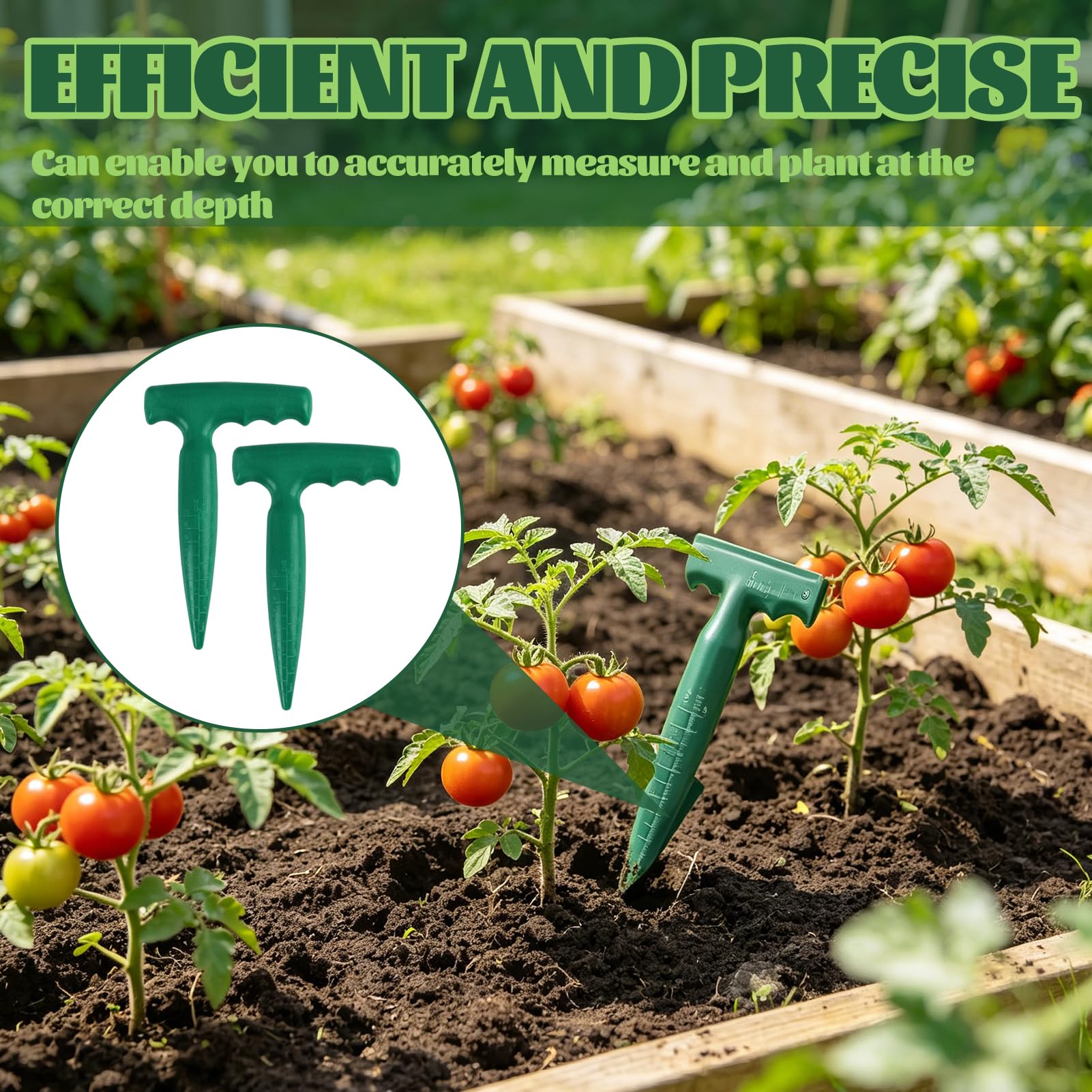Plantoir à Bulbes avec Échelle de Profondeur Intégrée, Outil Ergonomique pour Plantation Précise de Bulbes, Légumes, Fleurs, Design Robuste pour Jardinage facile et Efficace, Vert