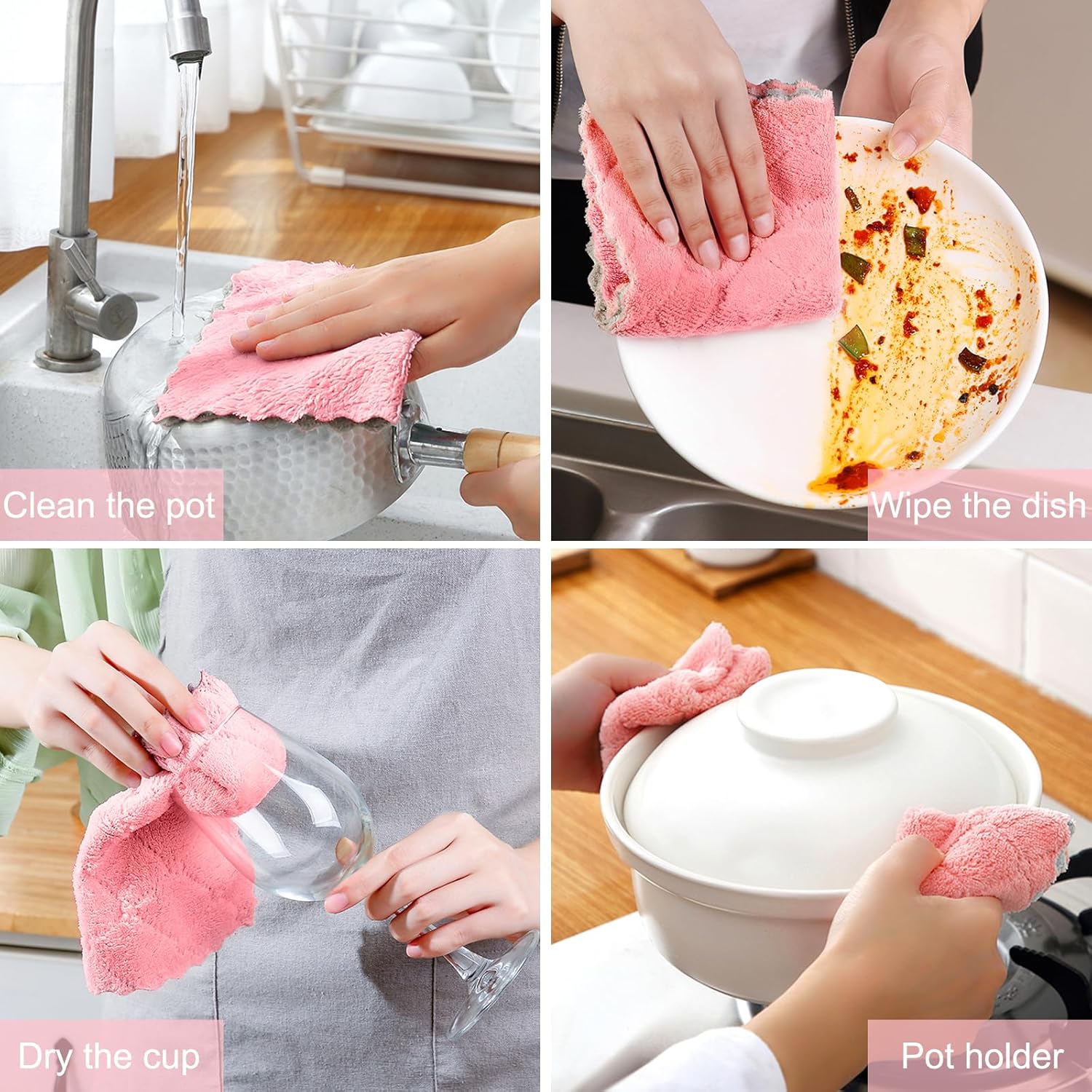12 Pack Kitchen Cloth Dish Towels, 12x12 inch Soft Premium Dishcloths, Absorbent Microfiber Cleaning Cloth for Cleaning Dishes, Kitchen, Bathroom, Car - Image 6