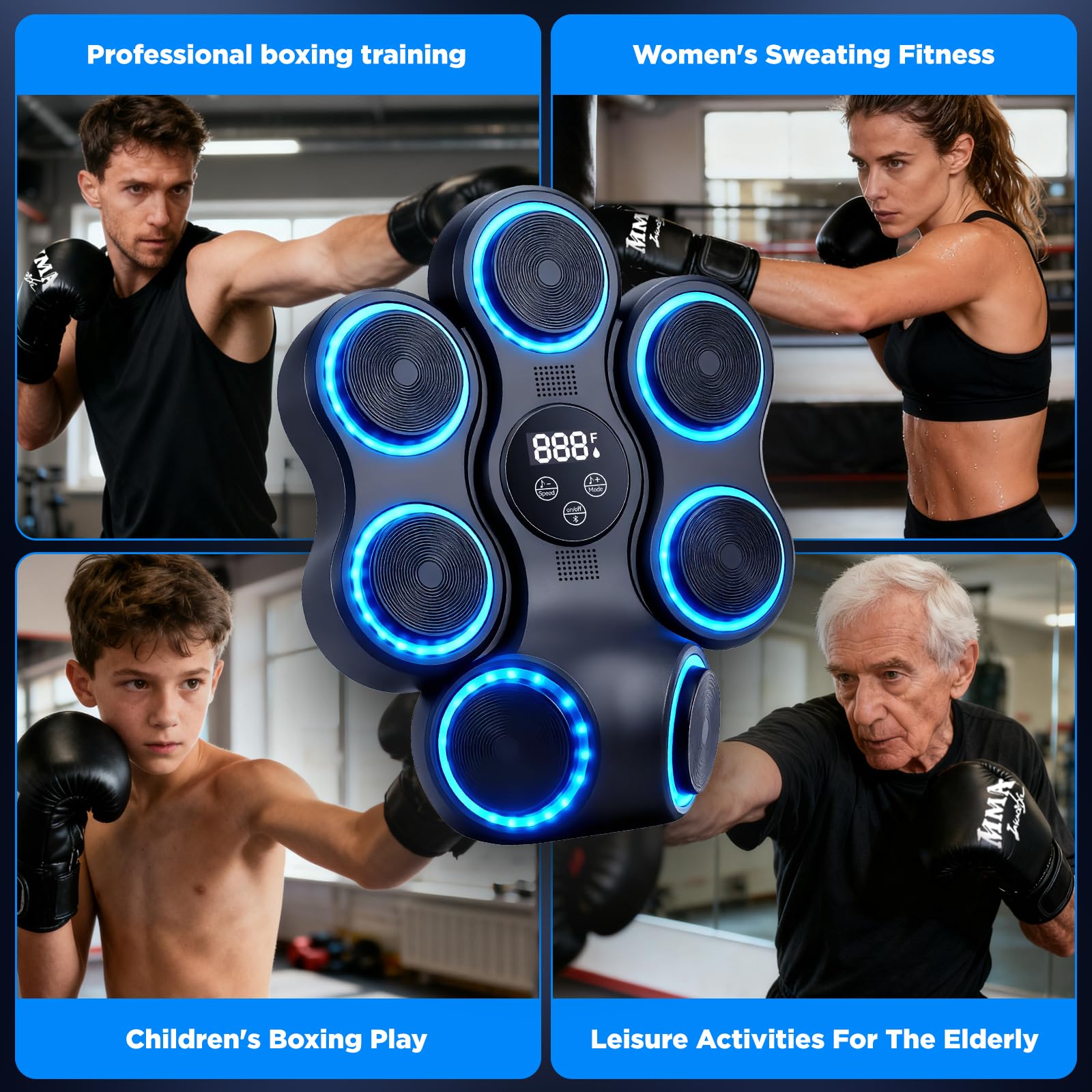 YORWHIN Music Boxing Machine - Upgraded Smart Bluetooth Wall-Mounted Music Punch Boxing Set mit Boxhandschuhen, 9 Geschwindigkeitsmodi und Zählmodus für Erwachsene Box