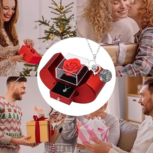 Miniatura 4 de Eternal flower Preserved Real Rose-Crystal Necklace Handmade Fresh Rose Love Heart Pendant Necklace Jewelry GiftsMothers Day Valentines Day Gifts