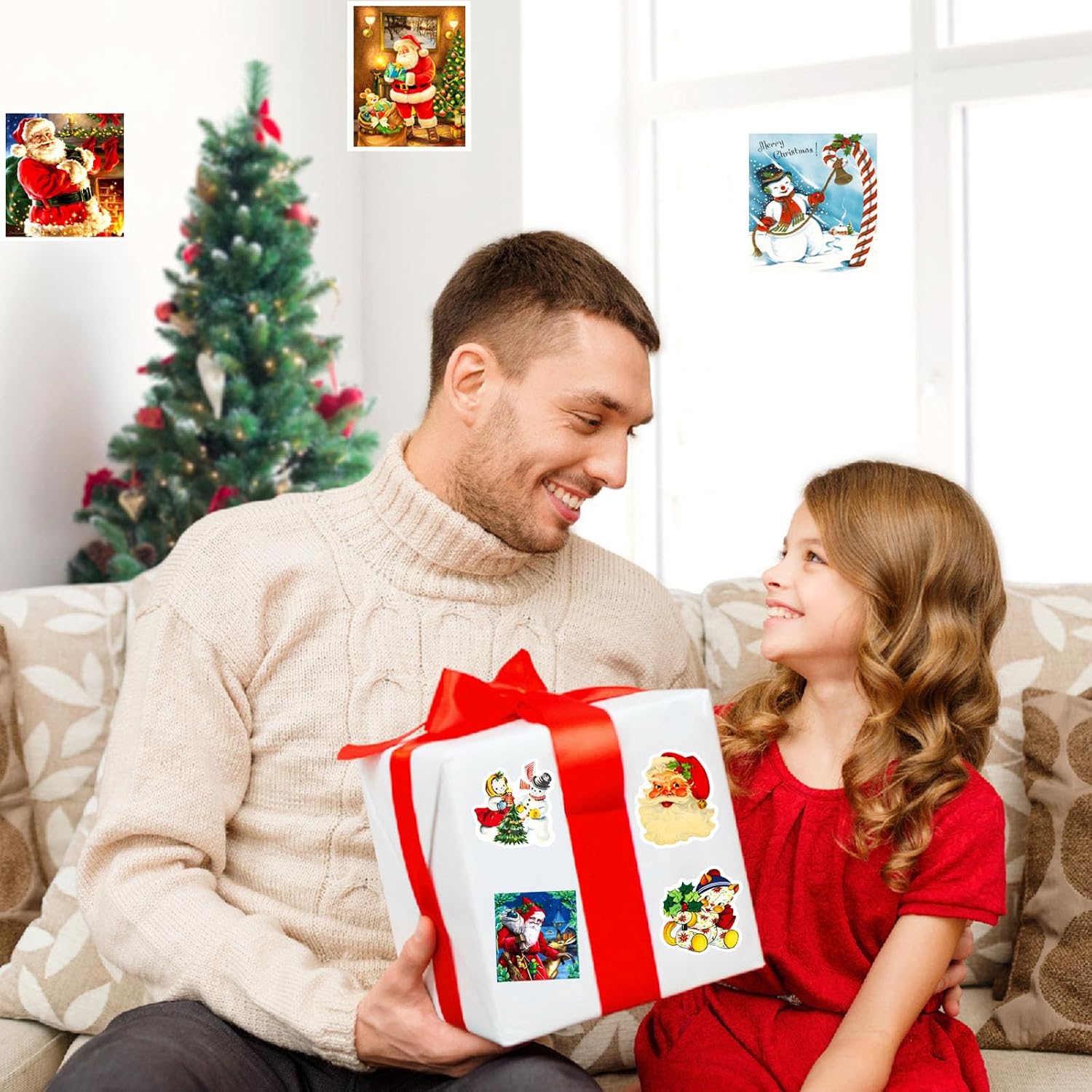 100PCS Vintage Christmas Stickers, Santa Claus Snowman Sticker Pack for Kids Teens, Waterproof Holiday Stickers Decals for Scrapbook,Cards, Christmas Gifts Vsco Sticker for Kids - Image 6