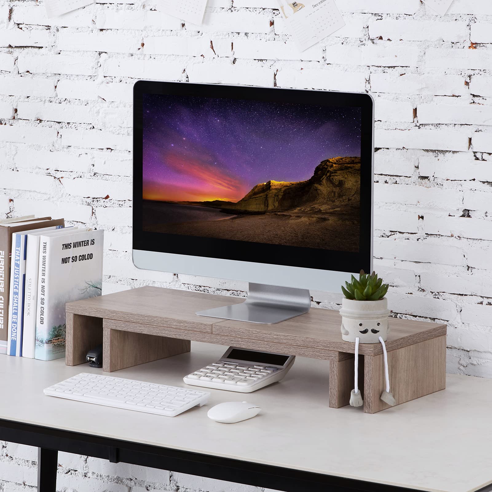 SUPERJARE Large Monitor Stand Riser, Adjustable Screen Stand for Laptop