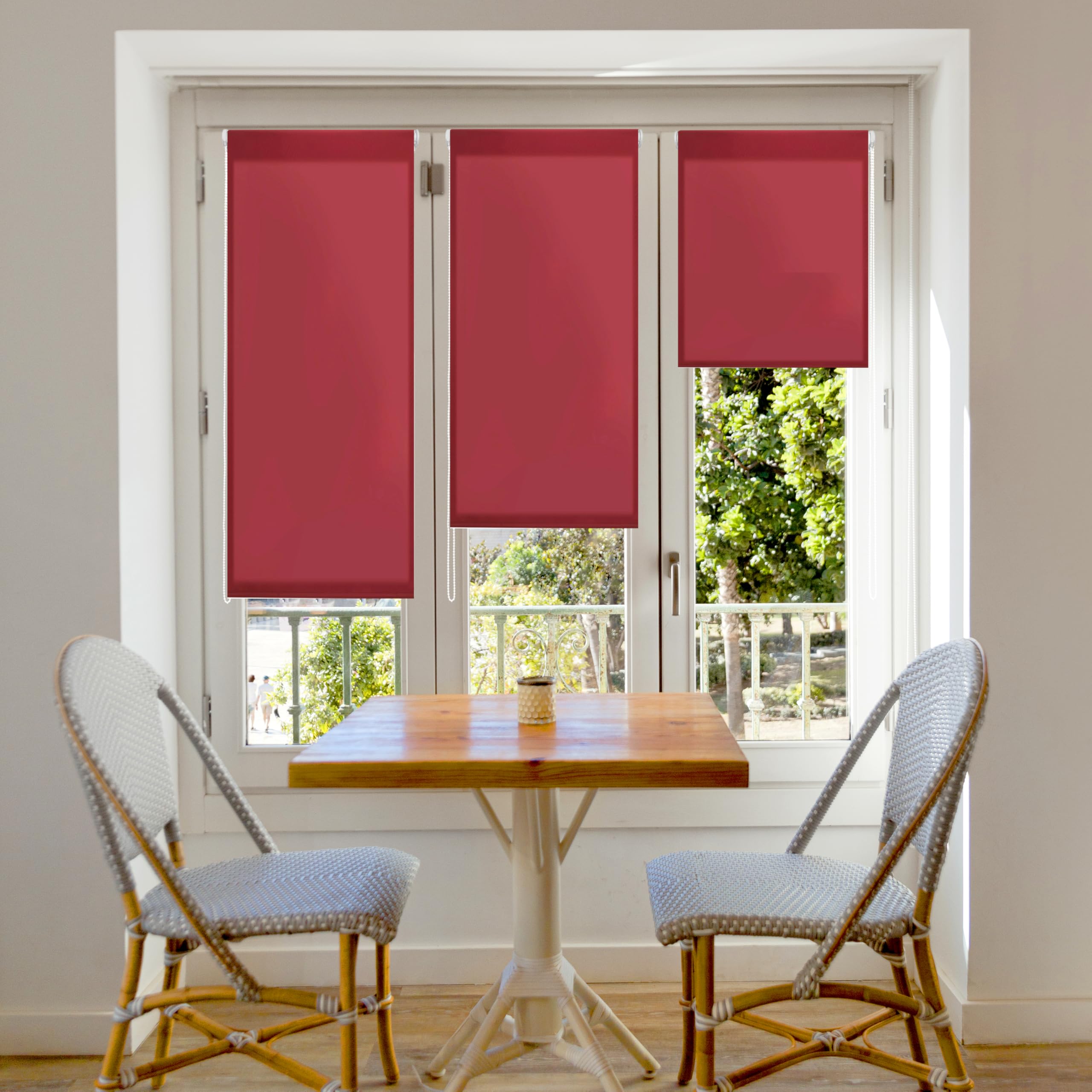 Blindecor Aure | Estor enrollable Easyfix translúcido liso - Rojo burdeos, 42 x 180 cm (ancho por alto) | Tamaño de la Tela 39 x 175 cm | Estores sin herramientas para ventanas