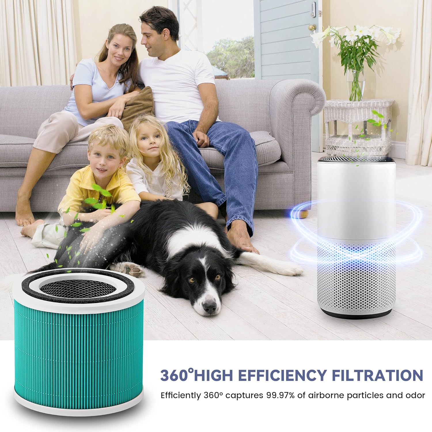 2 Pack Core 300 Toxin Absorber Replacement Filters for LEVOIT Core 300 and Core 300S VortexAir Air Purifier, True H13 3-in-1 and Activated Carbon,Core 300-RF-TX (Green) - Image 7