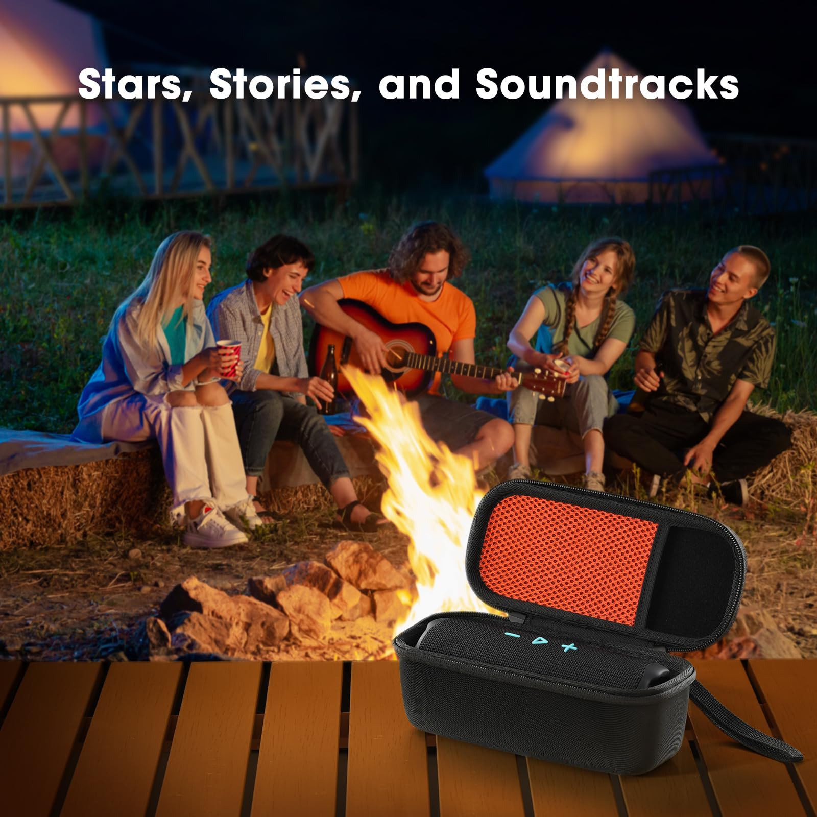 ProCase Custodia da Trasporto per JBL Flip 7/JBL Tuner 2, Duro Custodia da Viaggio Protettiva Impermeabile con Tracolla per Flip 7/6/5 Speaker Bluetooth -Nero(Solo Caso)