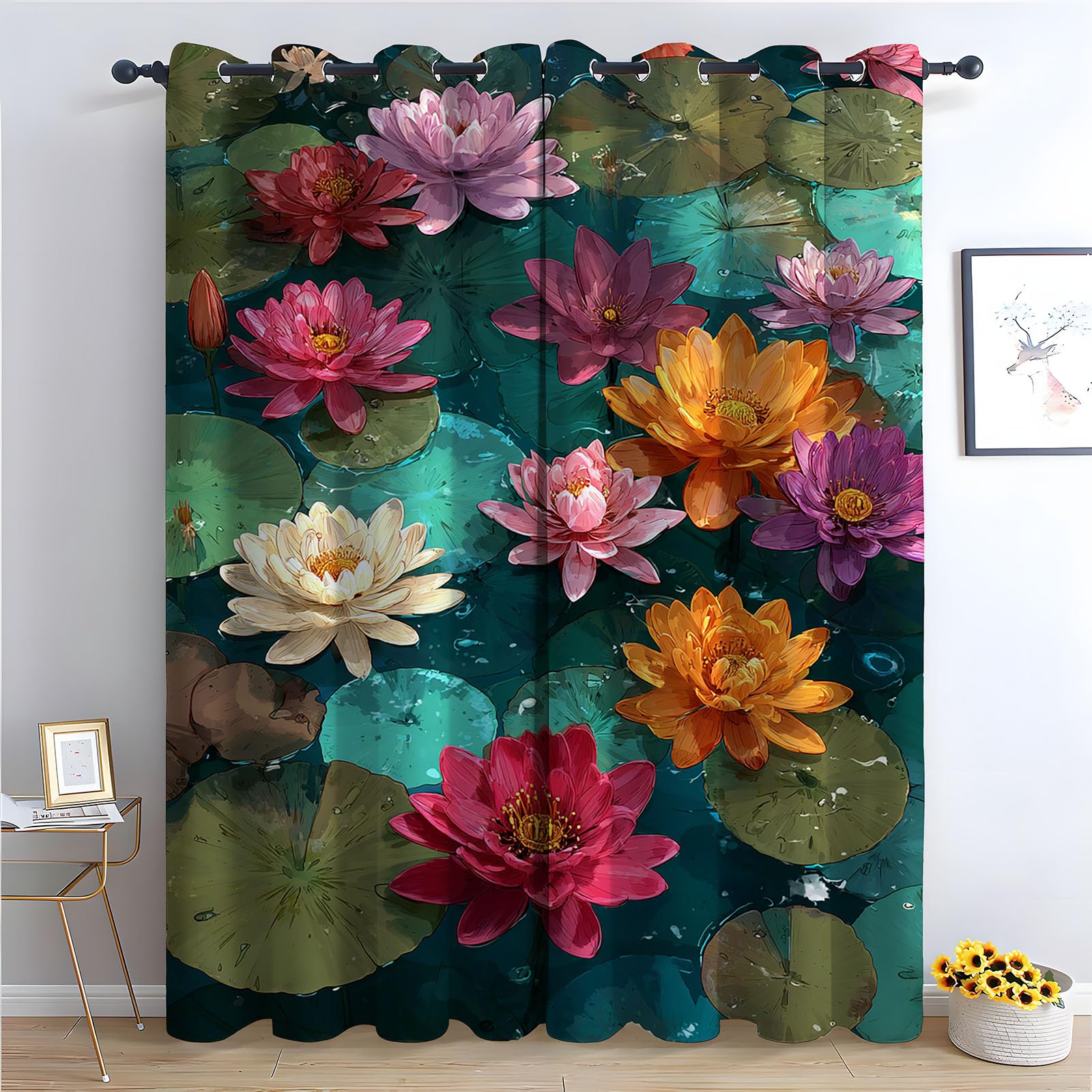 TERUEA Nature Scenery Scenery Decoration Curtains Multi Curtains Cloth Fabric Decor-42 W x 54" L (Pack of 2)