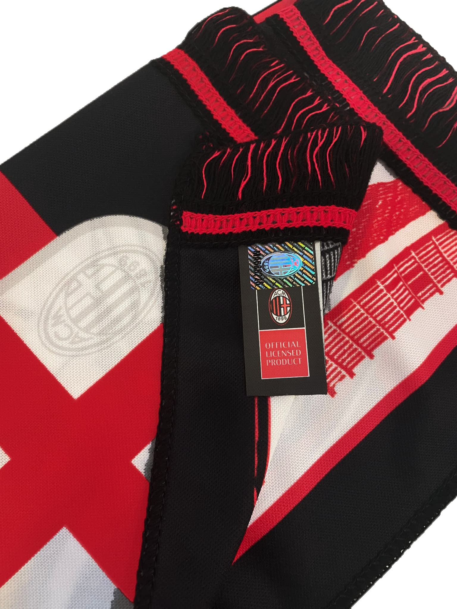 Sciarpa Ufficiale Milan Stadio San Siro 100% Acrilico Rosso Nero Unisex