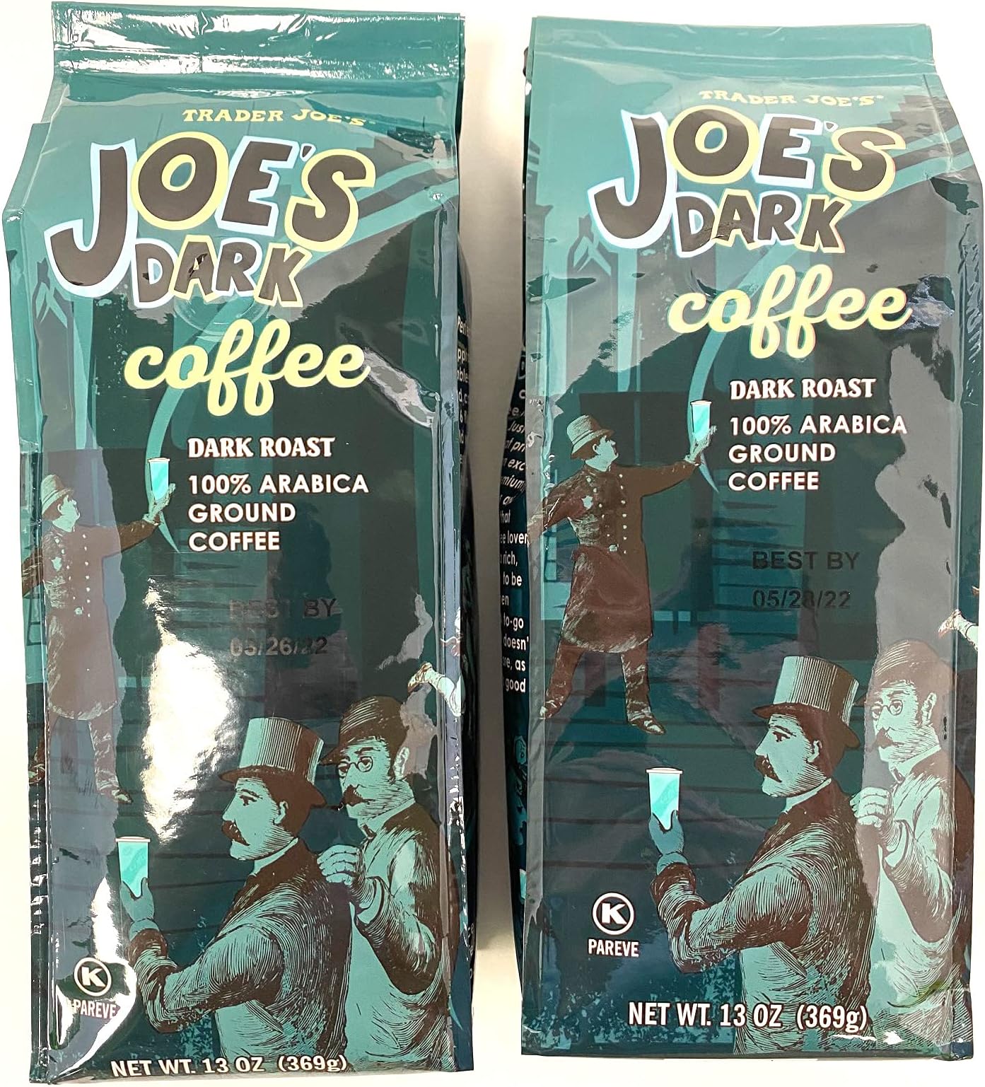 Trader Joe's Dark Roast Coffee 100 Arabica Ground 13 oz (Pack of 2) Grocery