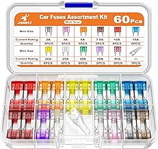 JOREST 60Pcs Mini Fuses Automotive Kit,Blade Small Replacement Fuse Assortment Kit for Vehicle RV SUV Motorcycle Truck Motor Boat(2Amp 3A 5A 7.5A 10A 15A 20A 25A 30A 35A 40A) + Auto Fuse Puller