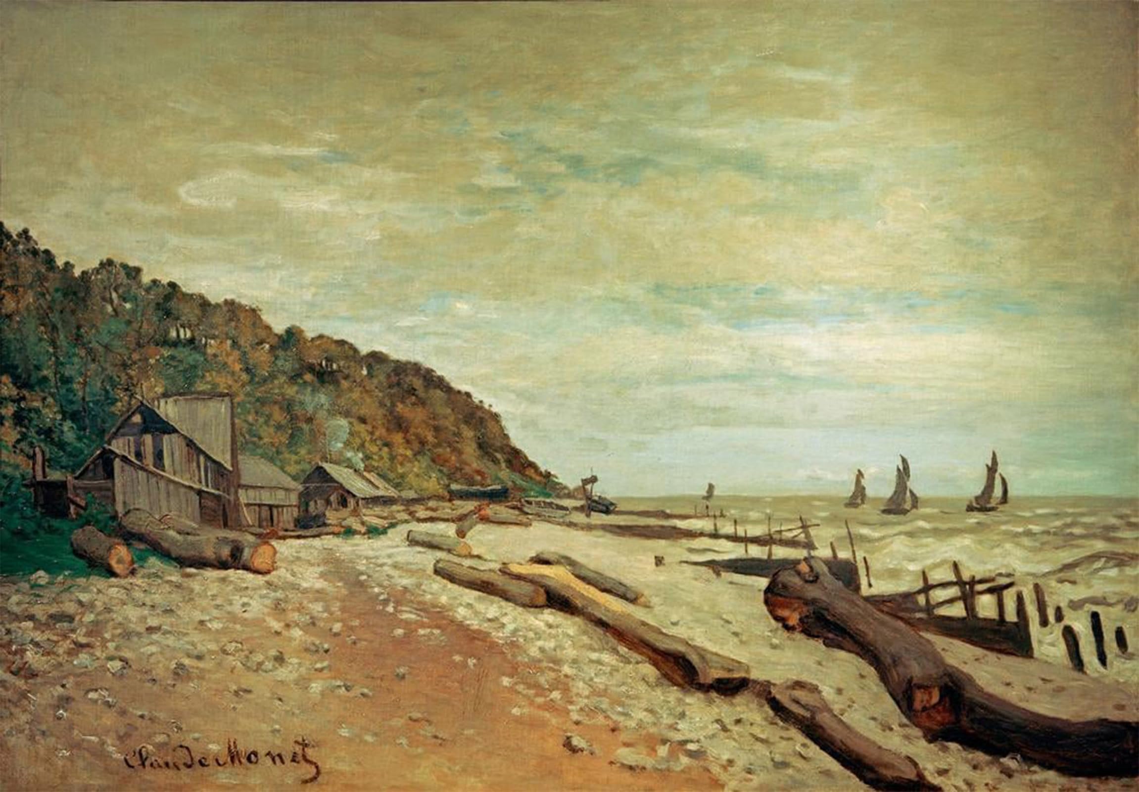 Peinture Claude Monet Le Petit Chantier Naval Près d'Honfleur : affiche sur toile 60x90cm - 5
