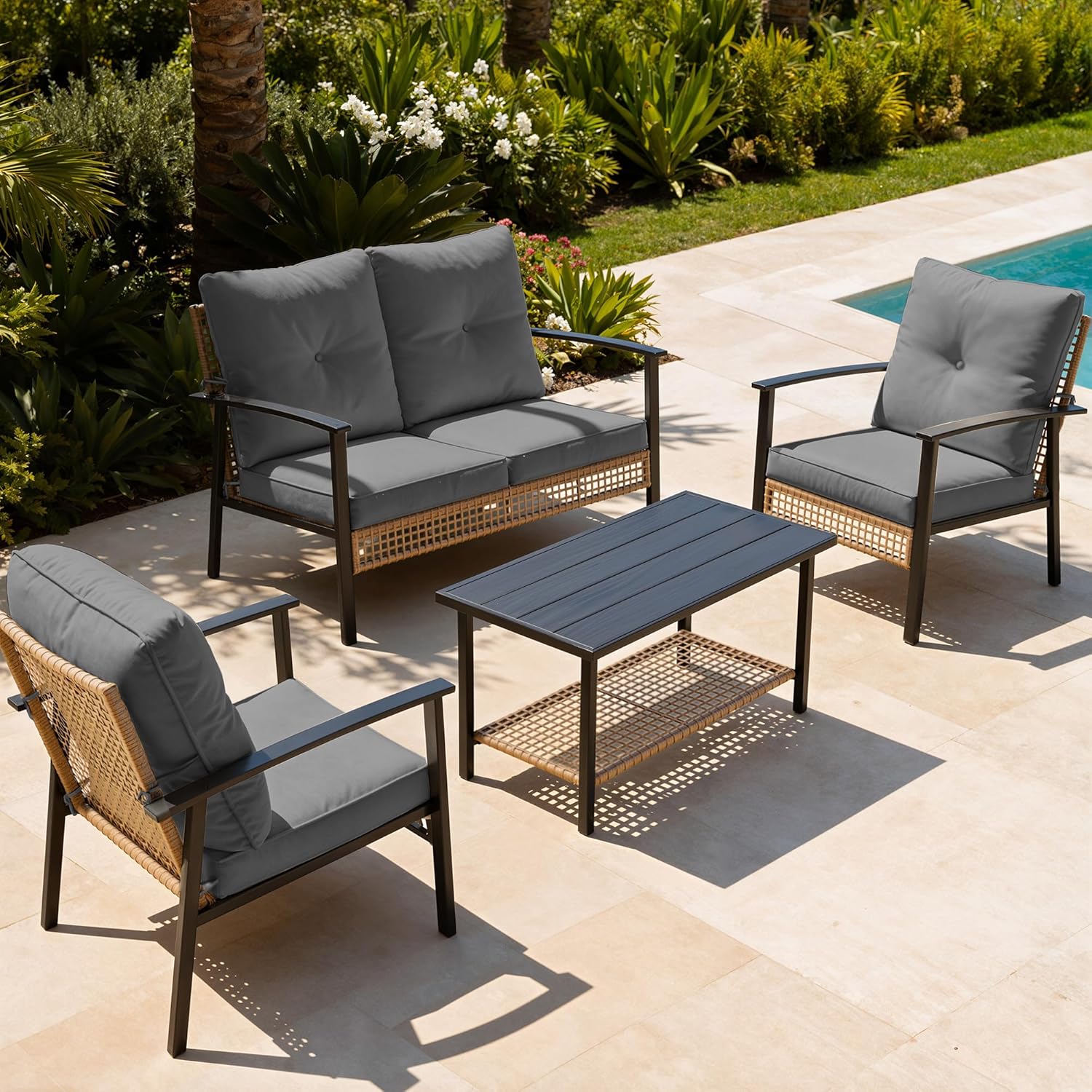 Deersky 4-Piece Wicker Patio Conversation Set Review: Weatherproof Comfort for Small Backyards