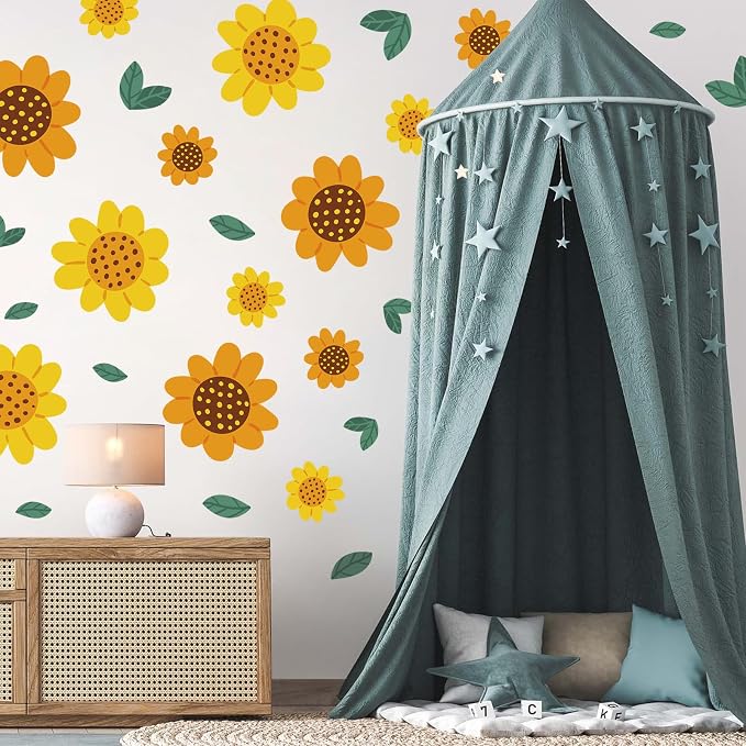 31-Piece Sunflower Wall Decals - 3D Removable Vinyl Stickers For Bedroom, Living Room, Nursery
