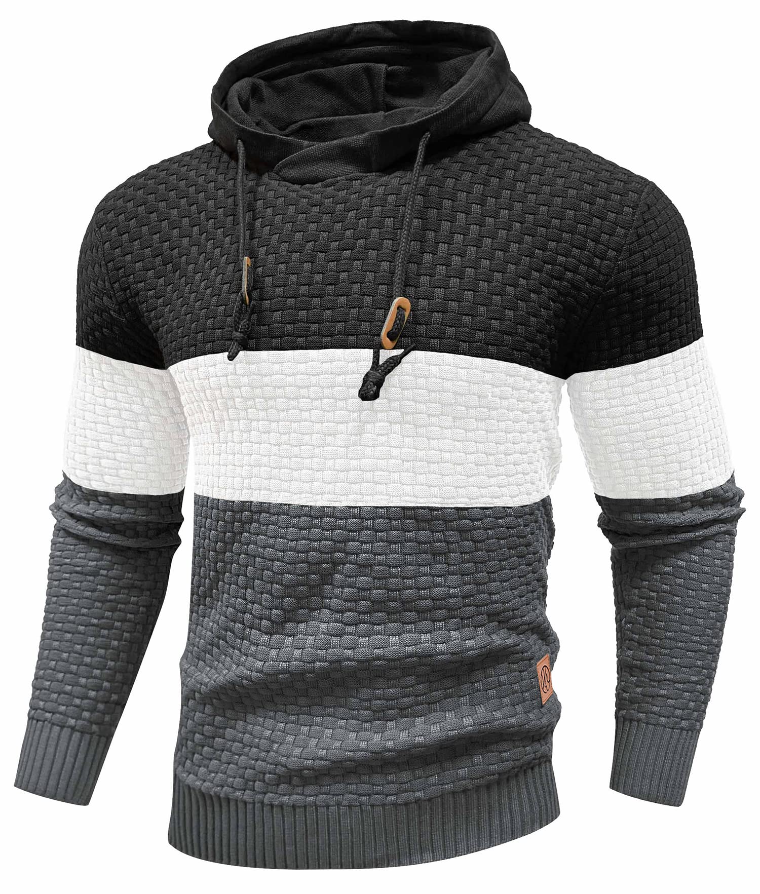 Zaitun Mens Hooded Sweatshirt Long Sleeve Knitted Pullover Sweater