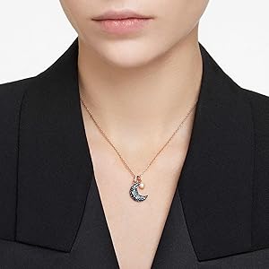Swarovski Luna Pendant, Moon, Multicolored, Rose Gold-Tone Plated