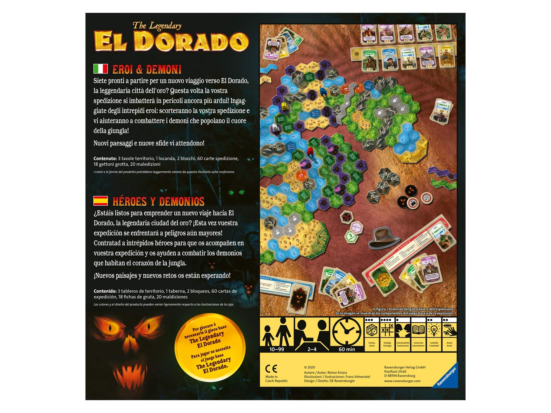Ravensburger - El Dorado Eroi e Demoni, Espansione, Gioco da Tavolo per Tutta la Famiglia, 2-4 Giocatori, Idea Regalo per Adulti e Ragazzi 10+ Anni, Edizione in Italiano