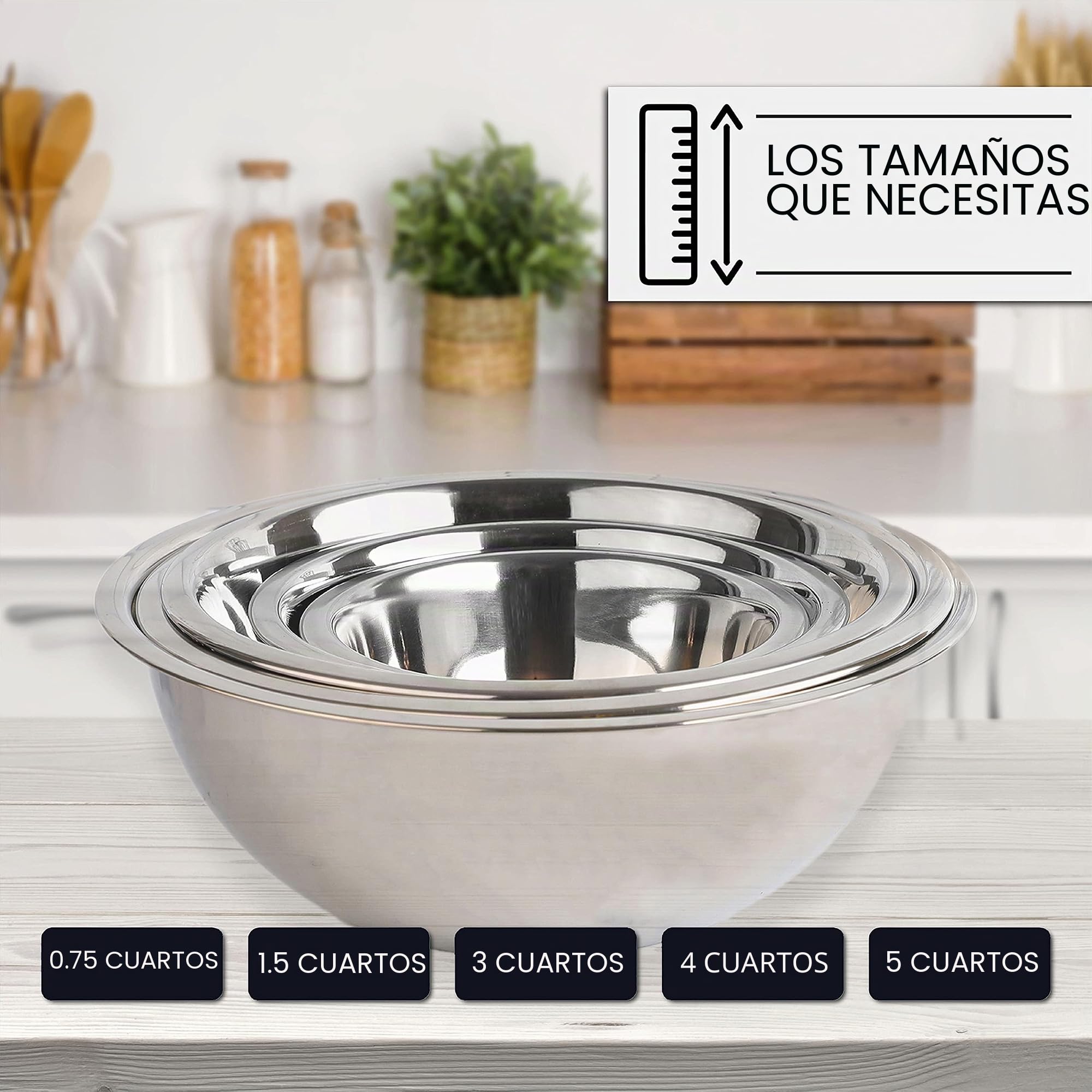 WHYSKO Meal Prep - Juego de cuencos de acero inoxidable para mezclar alimentos, organizadores de almacenamiento de alimentos para el hogar, refrigerador y cocina, ecológicos, reutilizables,