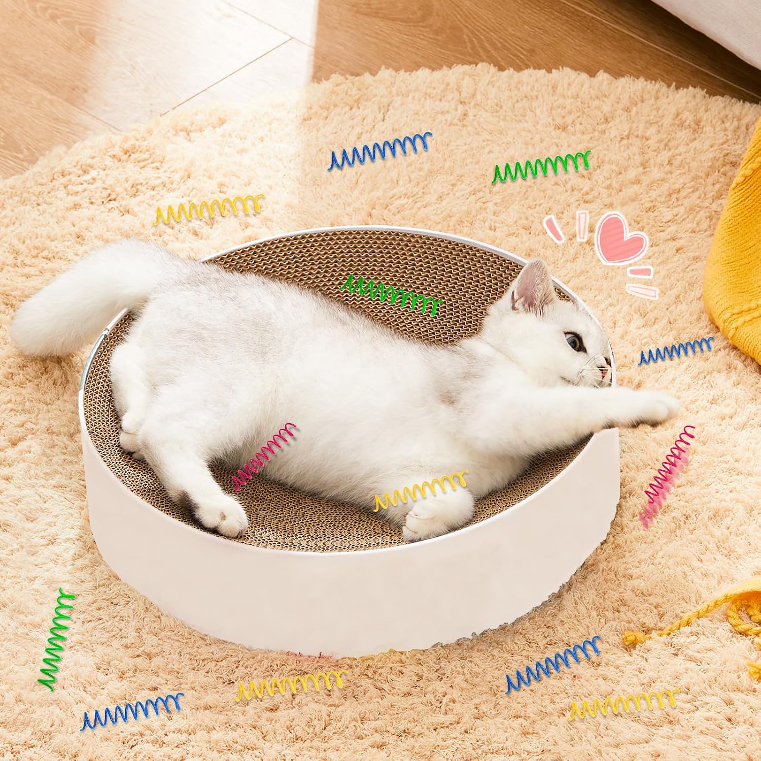 Andiker Mini Cat Spiral Springs, 16Pcs Cat Springs Toy Come with a Storage Box Long-Lasting 4 Bright Colors Plastic Springs Cat Toy for Indoor Cat Swatting Biting Hunting Self-Play Kitten Toys (S) image 5