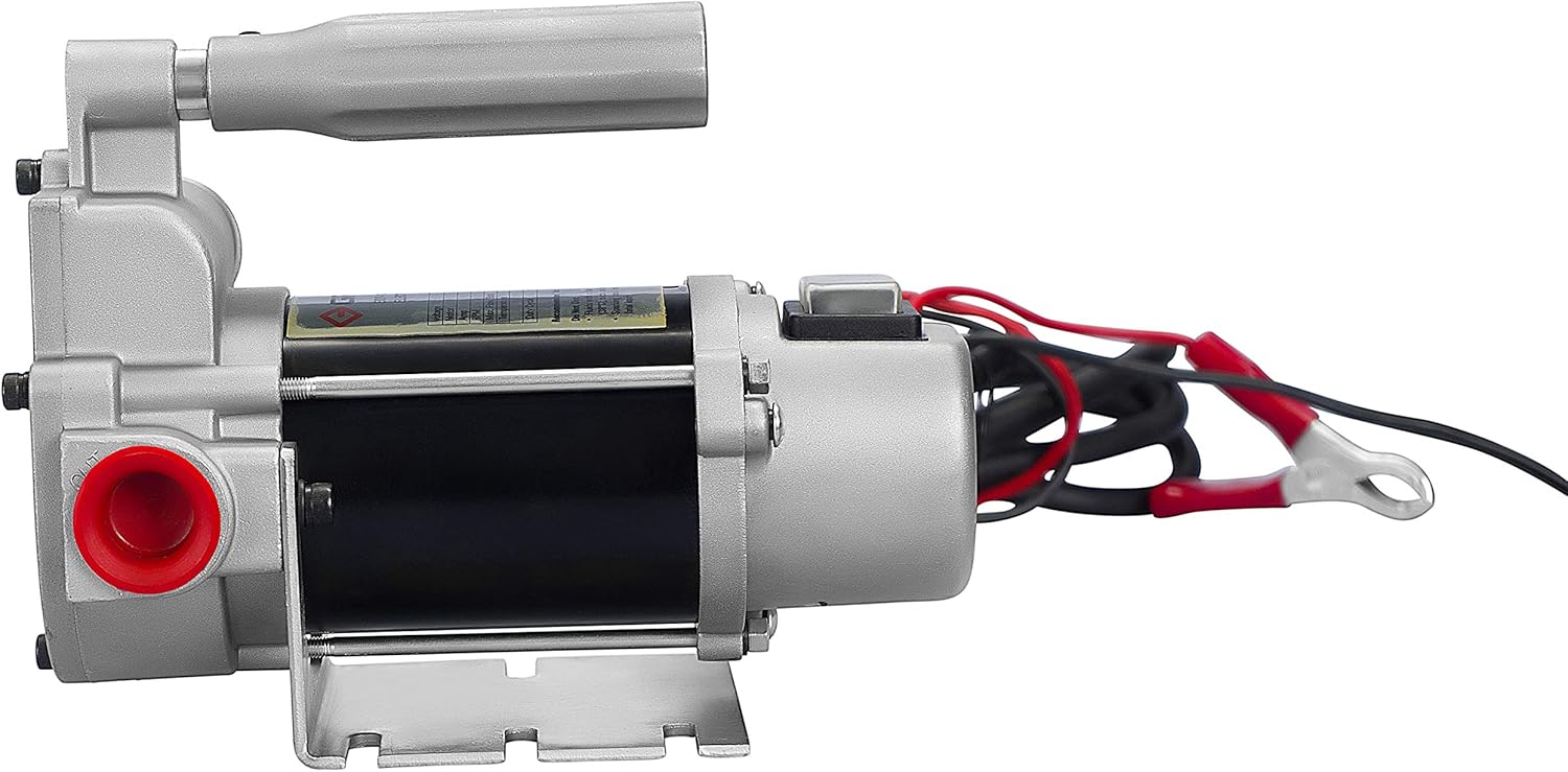 Groz 45530 12V DC Electric Diesel Pump Only, Base Mount, Complete with Lift Handle, Hose Barbs & Battery Cable