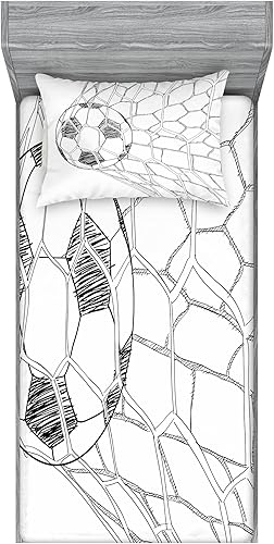 Miniatura 123 de Ambesonne Juego de sábanas bajeras y fundas de almohada, dibujos de aviones antiguos, vuelos clásicos con fechas, estilo vintage, diseño nostálgico,