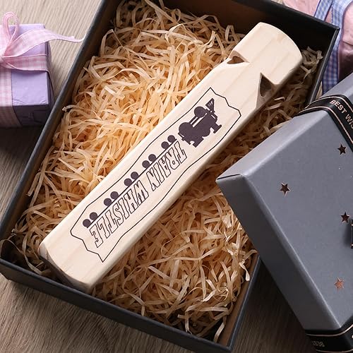 Miniatura 6 de LovesTown Silbato de tren de madera para niños, silbato de tren de 4 tonos de 7.3 pulgadas, silbato de madera natural para niños, fiesta de