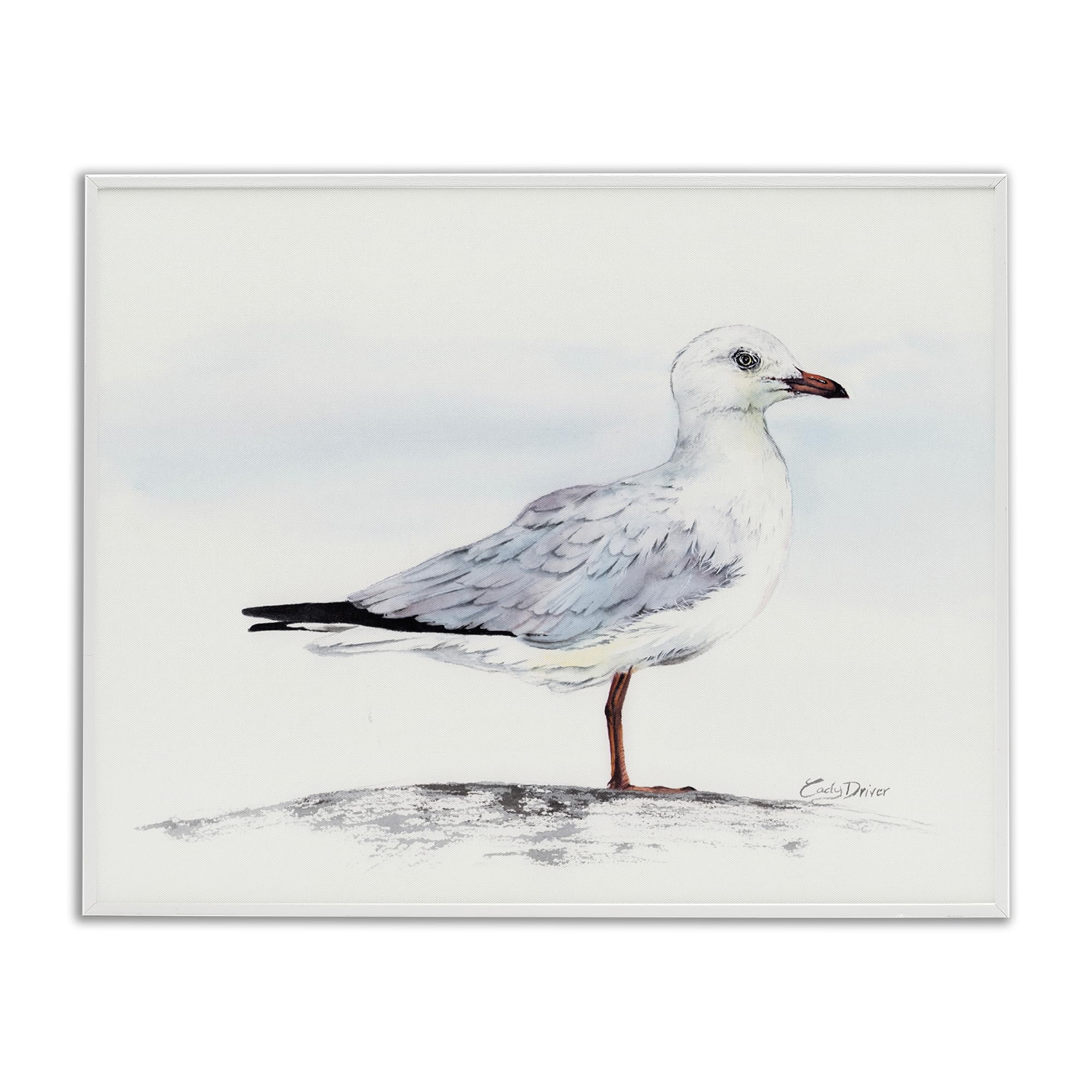 Stupell Industries Seagull On Sand Portrait White Framed Giclee Art, design by Cady Driver, 24 x 30