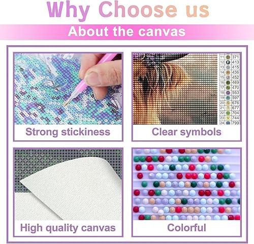 Miniatura 6 de Treff Juego de pintura de diamantes de flor de vaca de las tierras altas 5D, juego de arte de diamantes para principiantes, pintura de bricolaje con