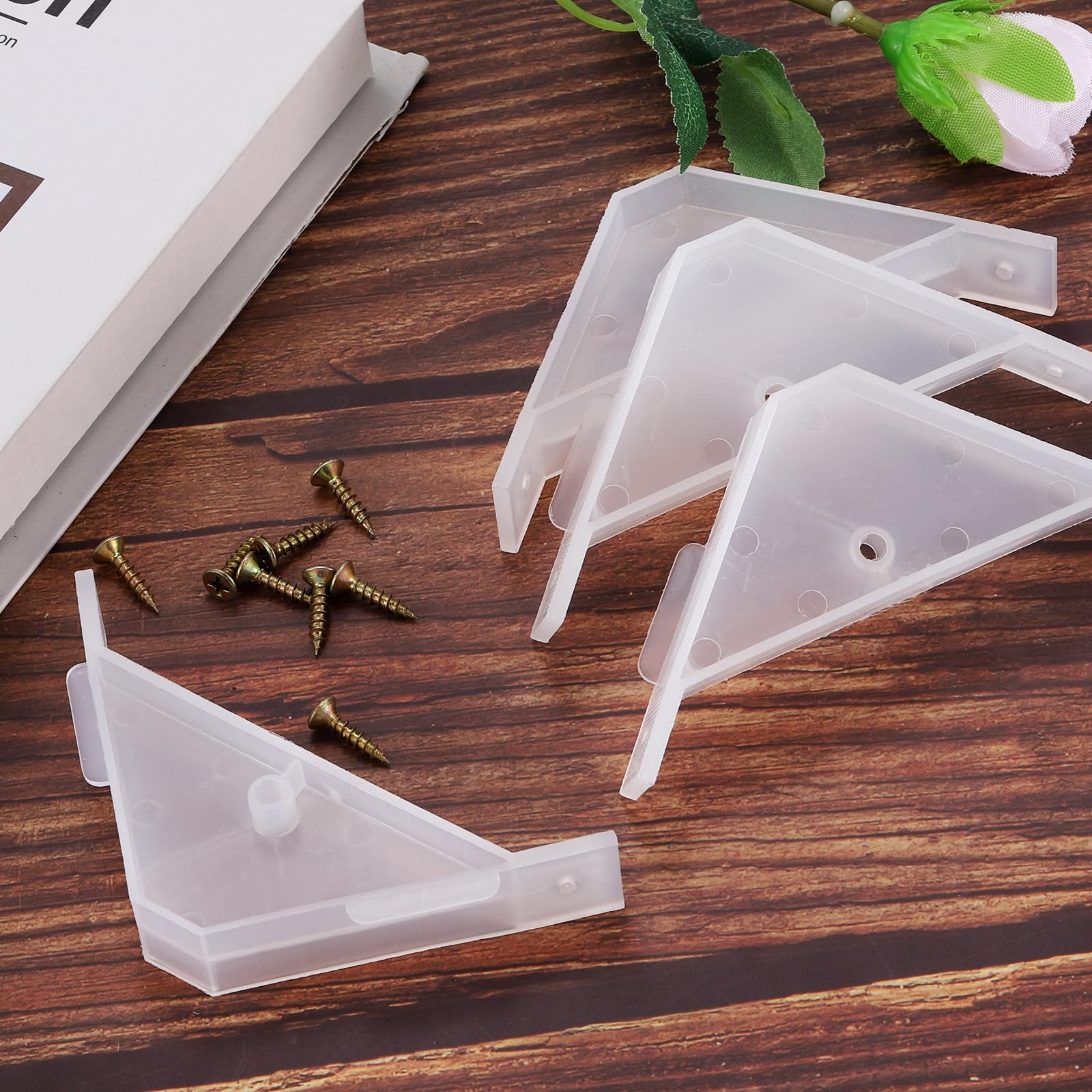 QUARKZMAN 40pz Staffa Triangolare Plastica a 90 Gradi, Supporti Angolari Viti per Mobili e Armadi, Trasparente
