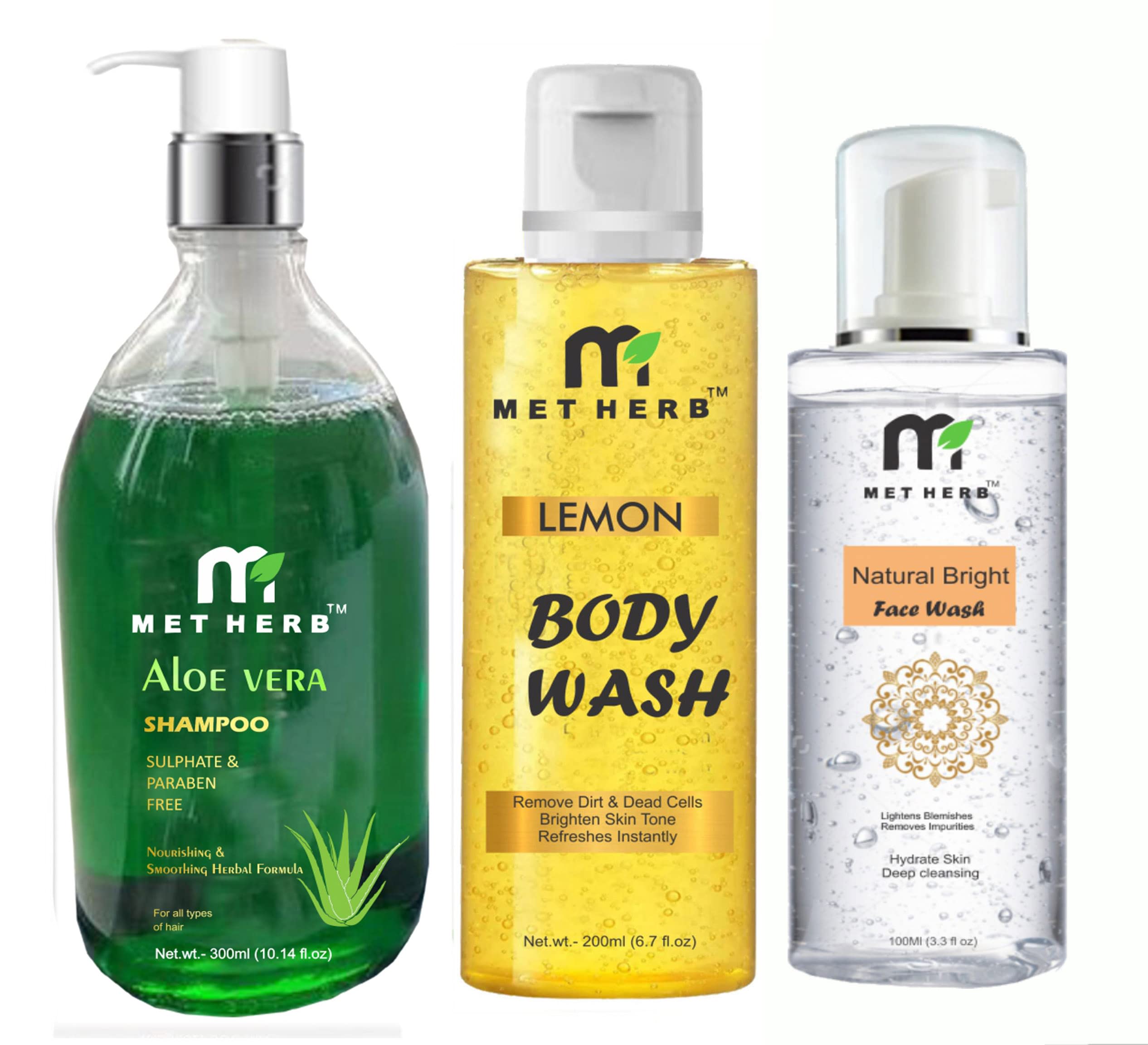 Aloe Vera Shampoo 300ml & Lemon Body Wash -200ml l & Natural Bright Face Wash -100ml (combo pack)-image-22