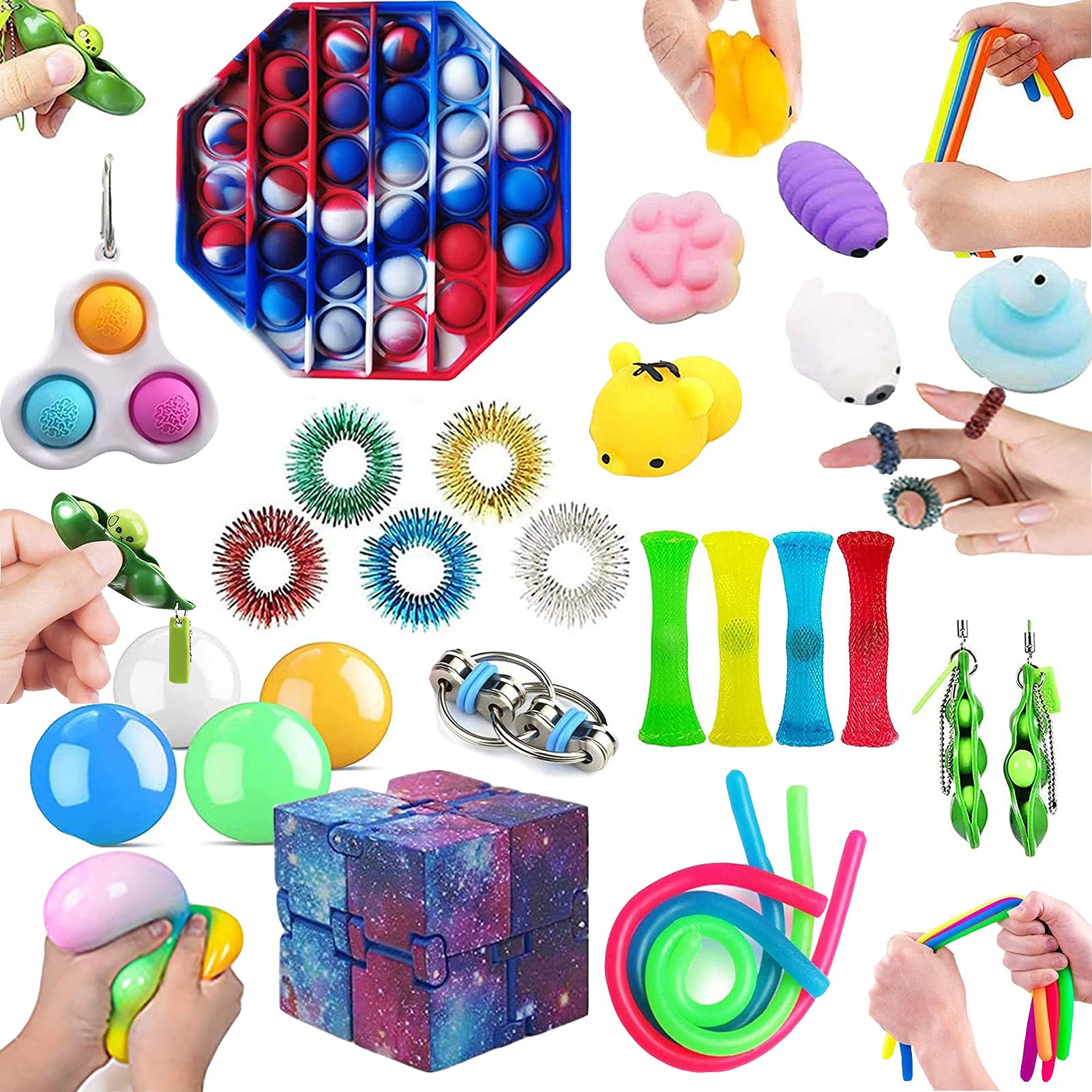 Fidget Toy Set,28pcs Sensory Toys Set,Figets,Relieves Stress Toys for Kids and Adults and Anxiety Fidget Toy Pack Cheap AM ANNA