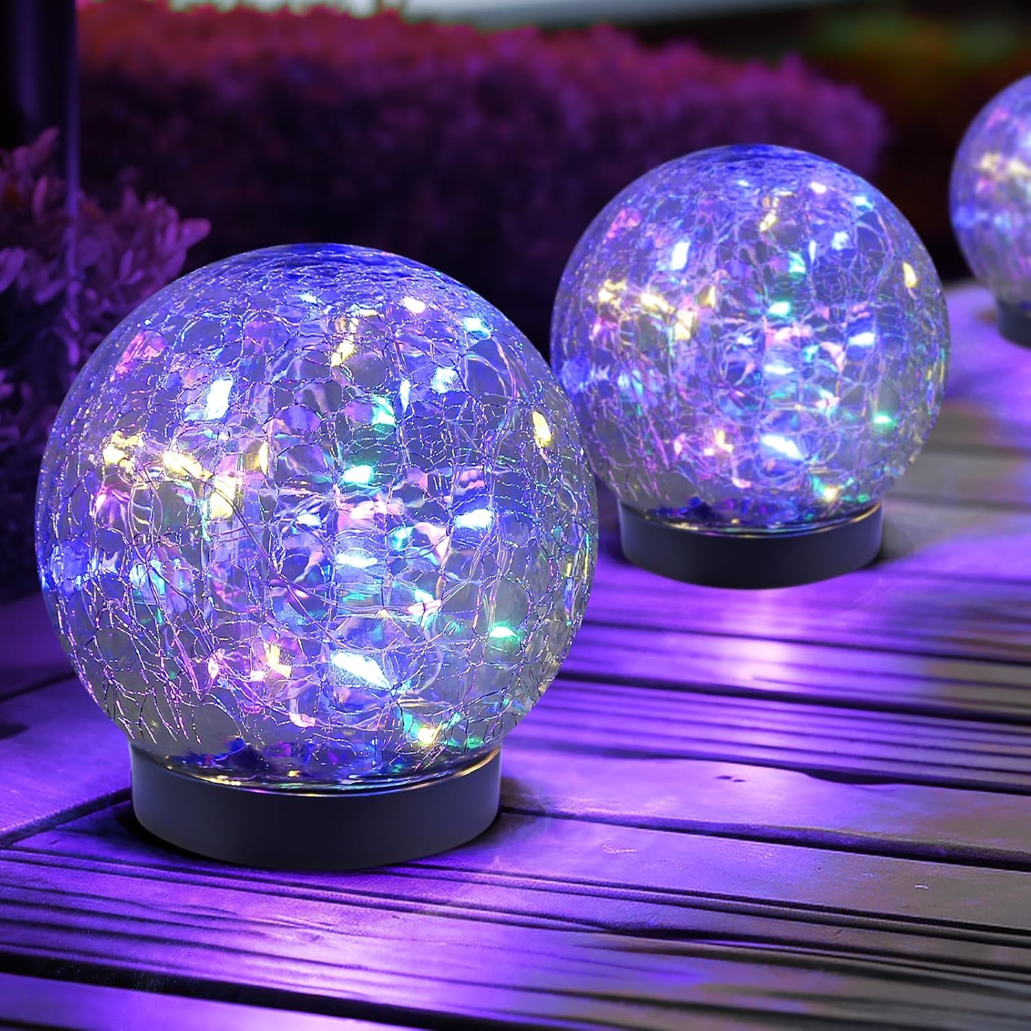 4 luci solari a globo per esterni, impermeabili, per giardino, sfera di vetro incrinato, luci solari per esterni, decorazioni per esterni e esterni, per patio e cortile, prato, cortile