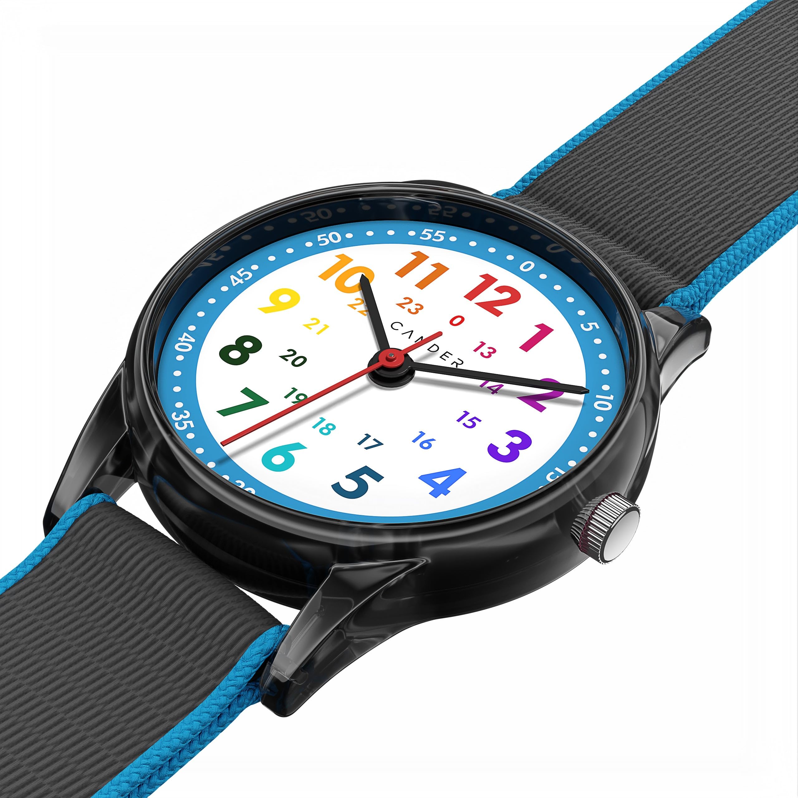 Cander Berlin MNA 0130 S Montre d'apprentissage analogique pour enfant fille et garçon Étanche 3 ATM, bracelet