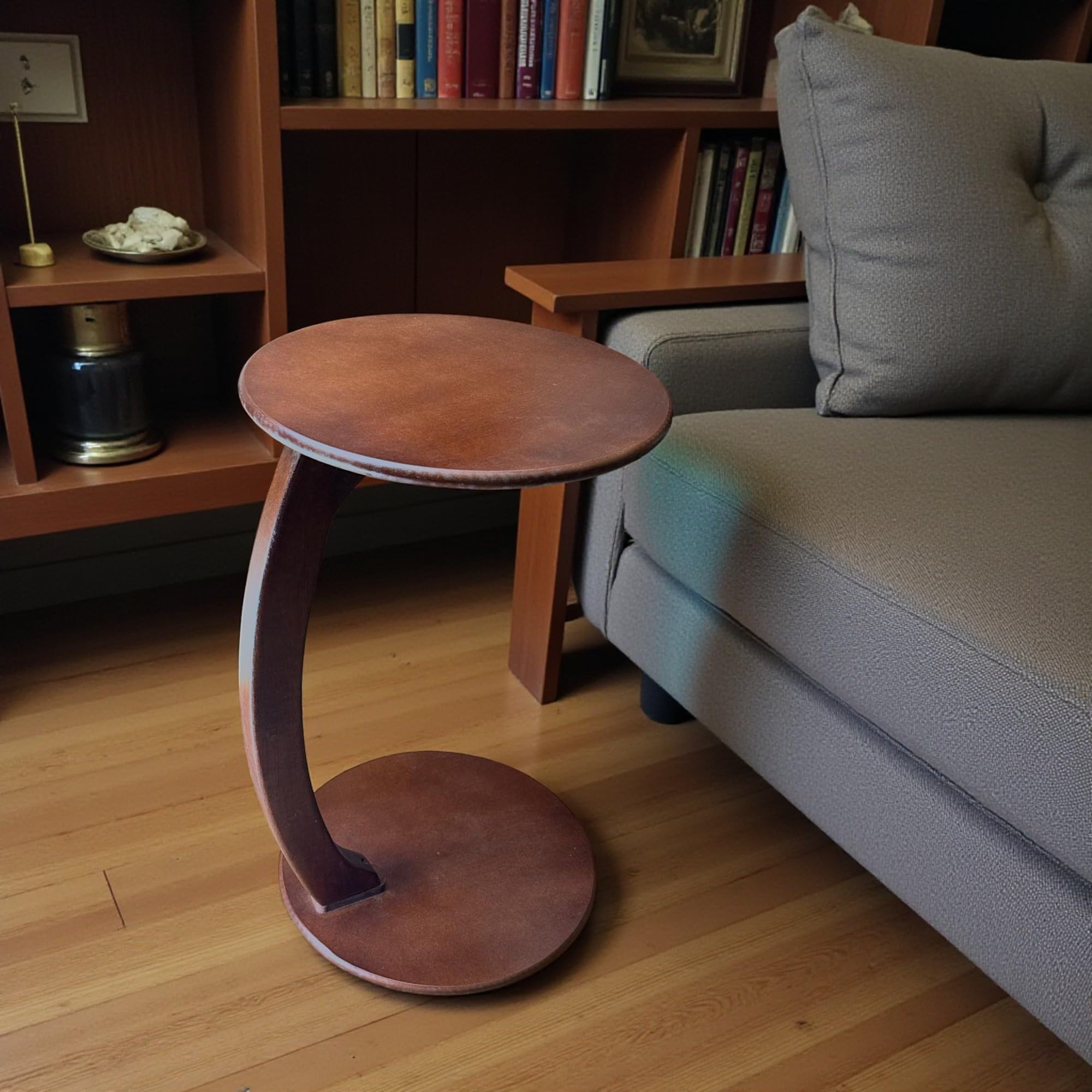 C-Shaped Side Table for Sofa & Bed – Matte Finish, Slide-Under Design, Easy 3-Piece Assembly, Ideal for Laptop, Coffee & Home Decor | Neatly Finished (38x58cms) (1, Brown (Matte))-image-35