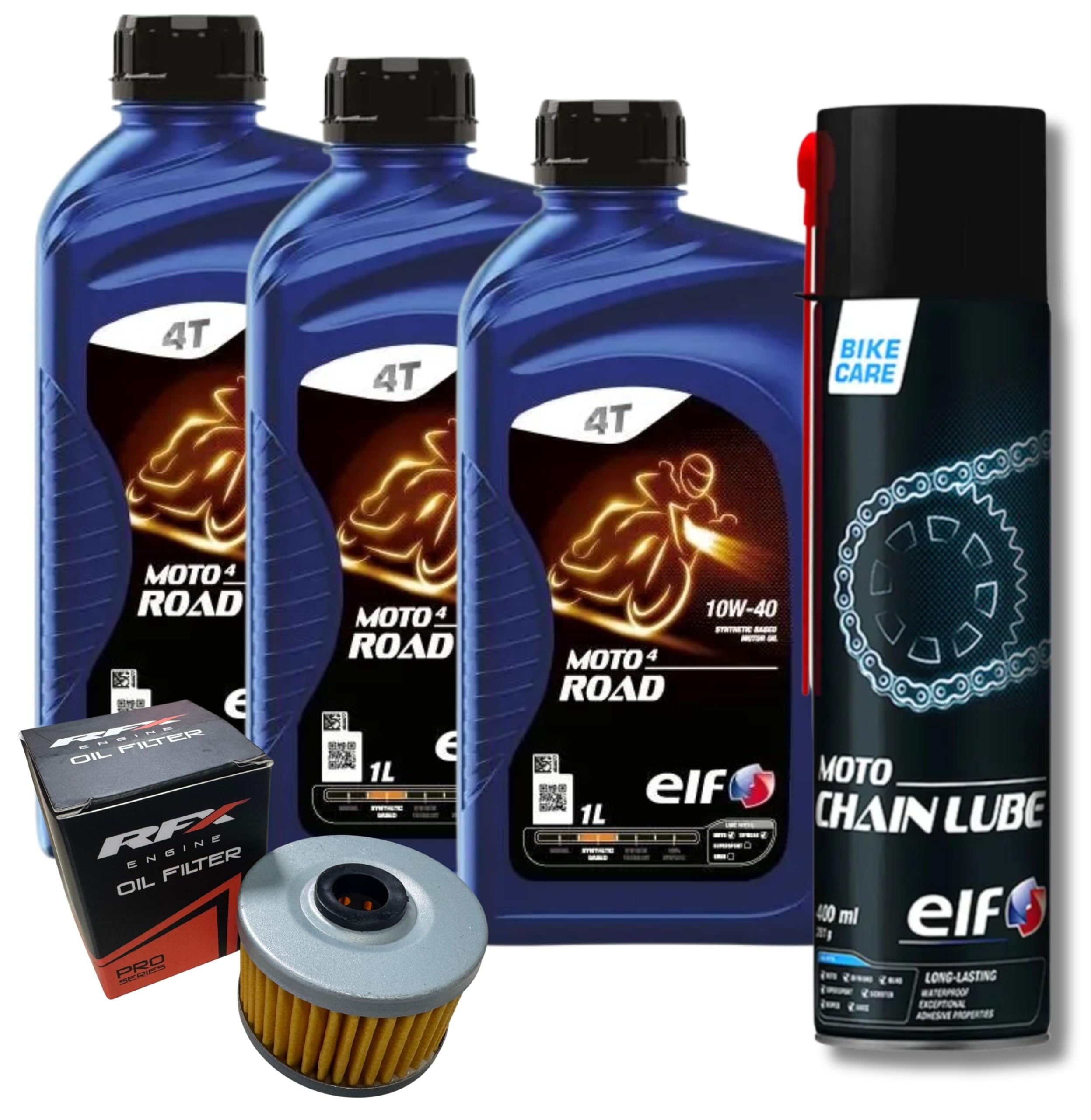 Ölwechselset Wartungsset Dinli 450 Special / 3 x Motoröl 10W40 + Ölfilter + Kettenspray