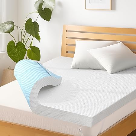 Subrtex 4 Inch Gel-Infused Memory Foam Mattress Topper High Density Breathable Bed Topper Rayon Made from Bamboo Cover CertiPUR-US Certified (Twin XL)