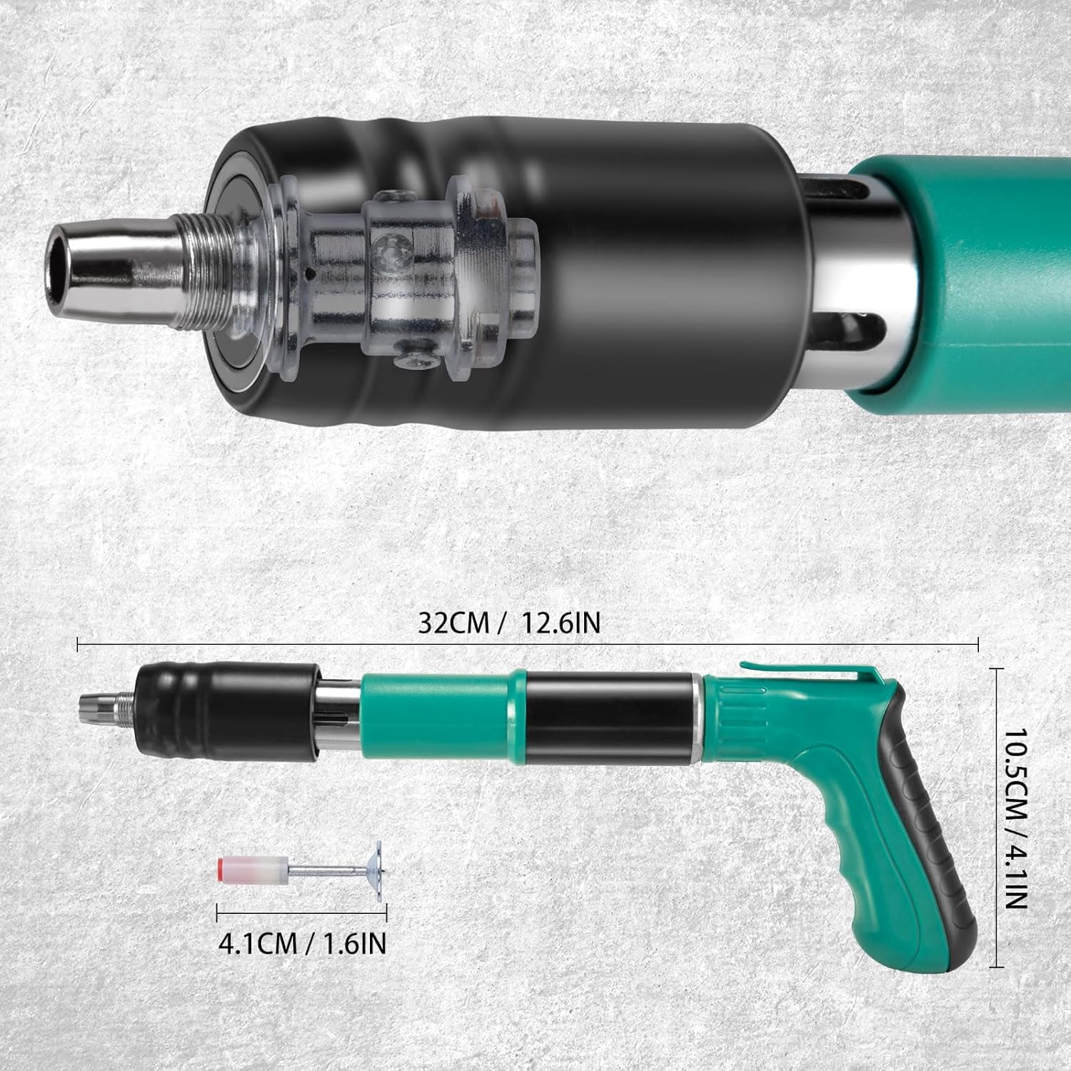 Mass Po Manual Steel Nail Gun Tool, Adjustable Portable Nail Shooting Machine with Wall Fastening Power, 10 Nails, Carry Case 2