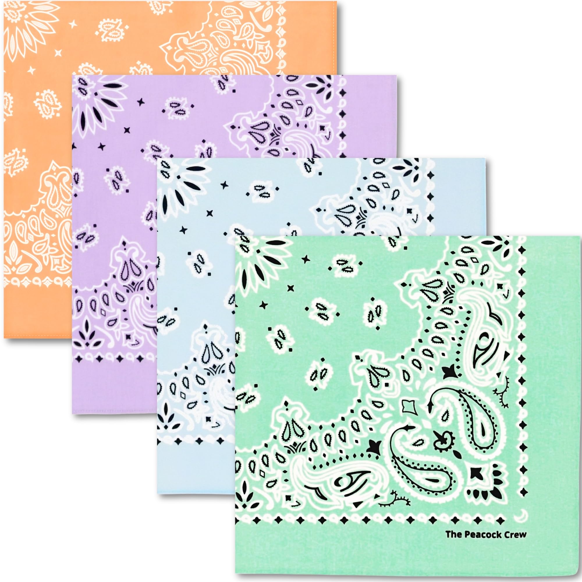 The Peacock Crew Premium Soft Cotton Bandanas Pack for Men and Women Paisley 22 x 22 inches