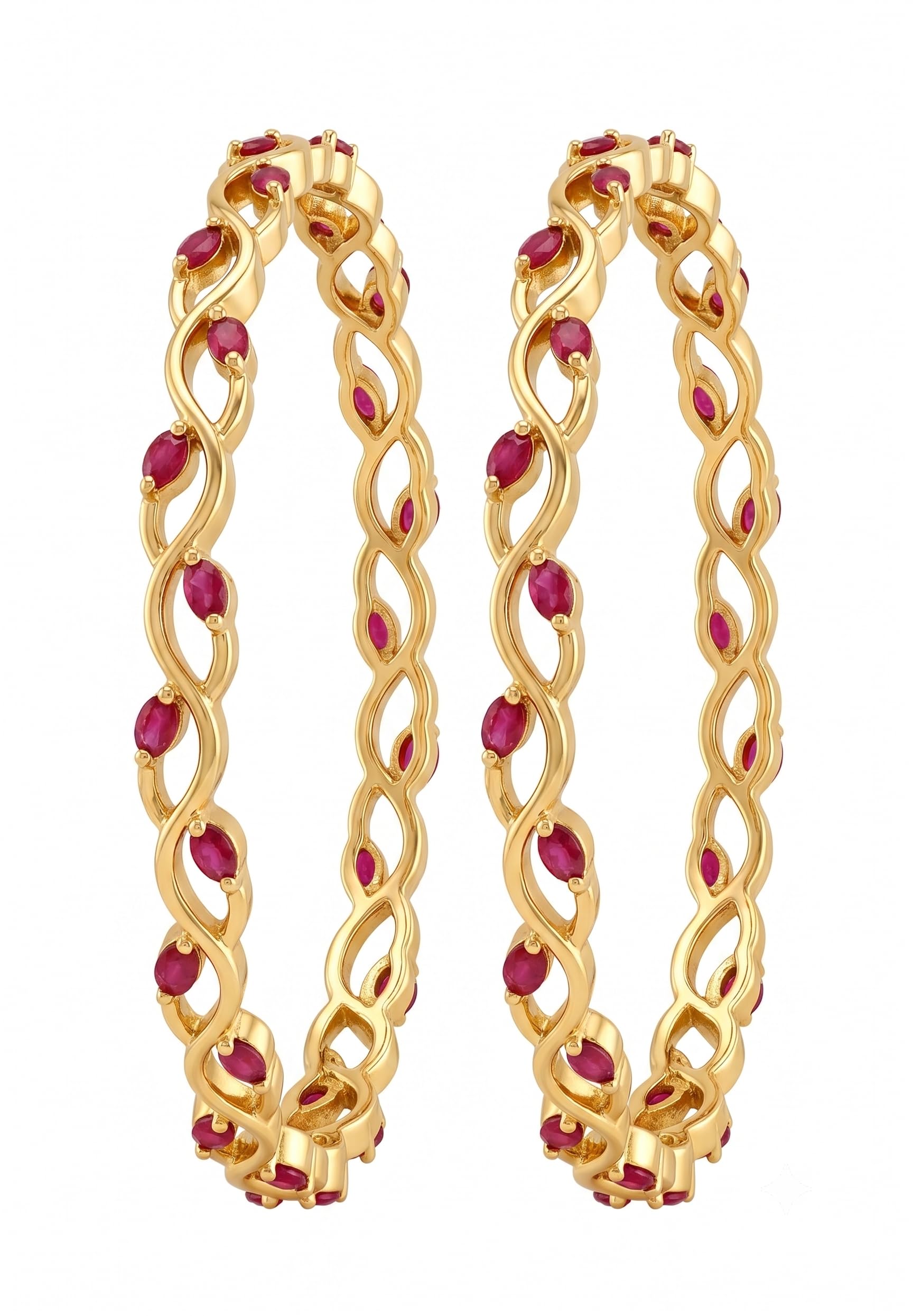 Gold Plated Ruby Bangles Set for Women | Traditional Gold bangles for Women | Stylish Ruby Bangles for Party, Wedding & Office (Set f 2) 2.4-image-16