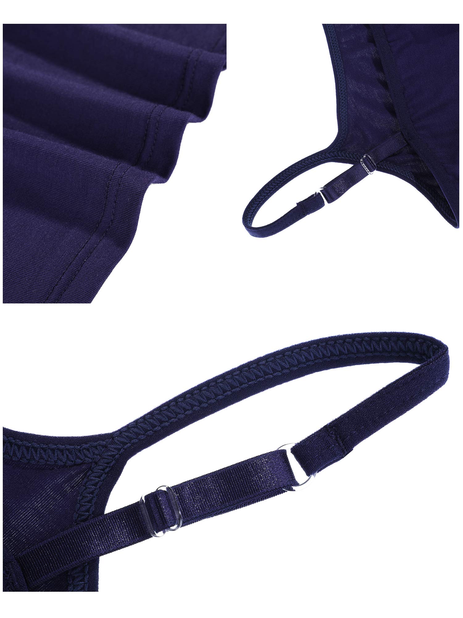 WILLBOND 3 Pieces Women Basic Long Tanks Adjustable Spaghetti Strap Camisole Top: X-Large Black, Dark Blue and Grey