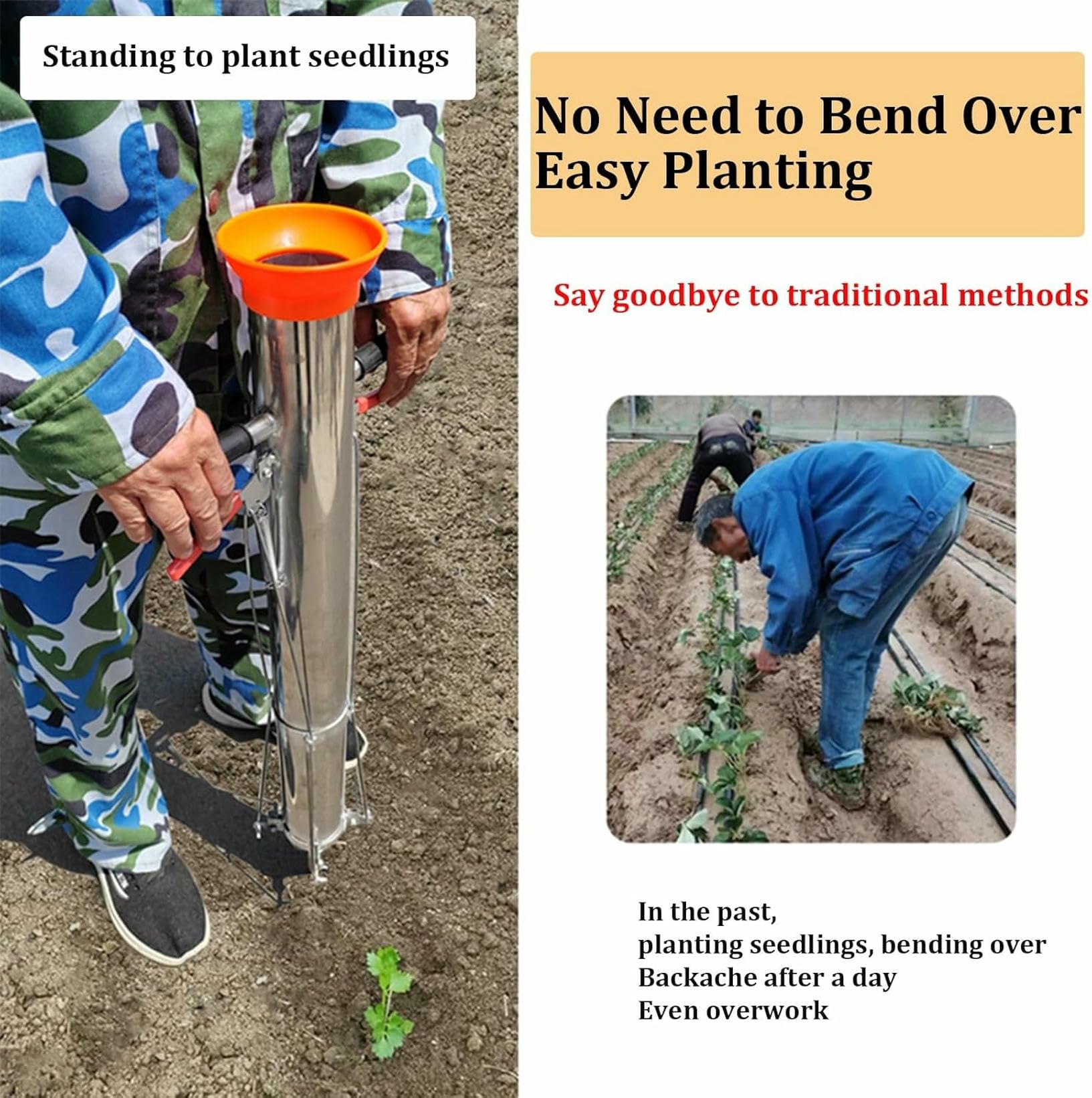 Transplanteur De Semis, Outil De Jardinière À Grande Hauteur À Poignée, Transplanteur De Légumes en Acier Inoxydable À Main