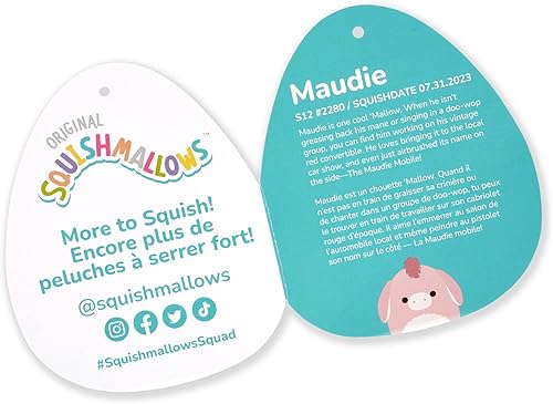 Miniatura 6 de Squishmallows Burro rosa Maudie original de 12 pulgadas con vientre blanco mullido - Peluche oficial de Jazwares