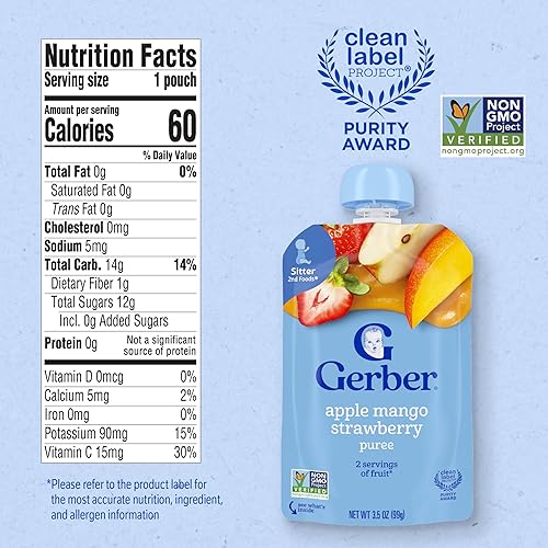 Vista 18 de Gerber Bolsas de comida para bebés, niños pequeños a partir de 12 meses, frutas y yogur muy bayas, 3.5 onzas (paquete de 12)