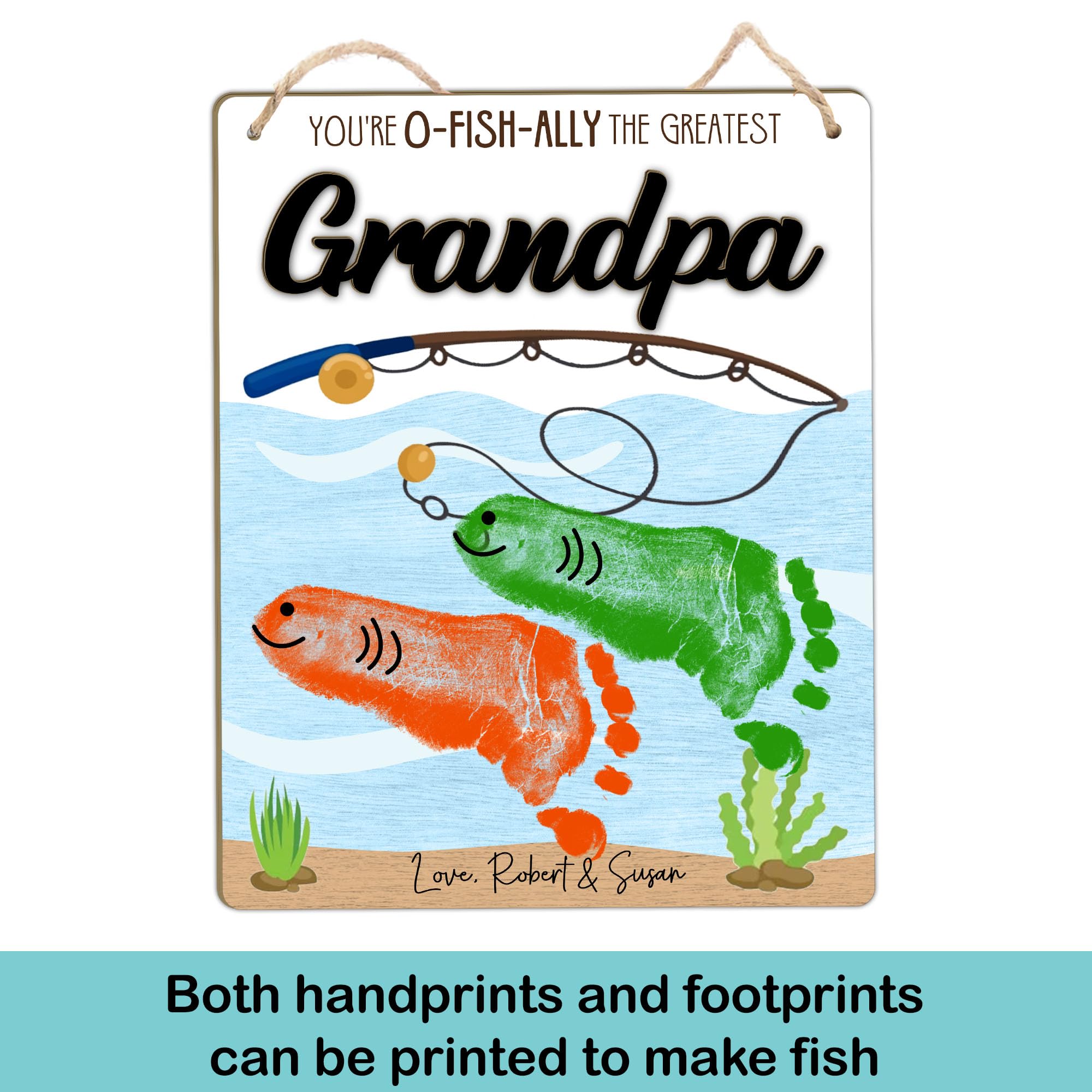Hooked On Grandpa Handprint Father's Day Fishing Handprint Art