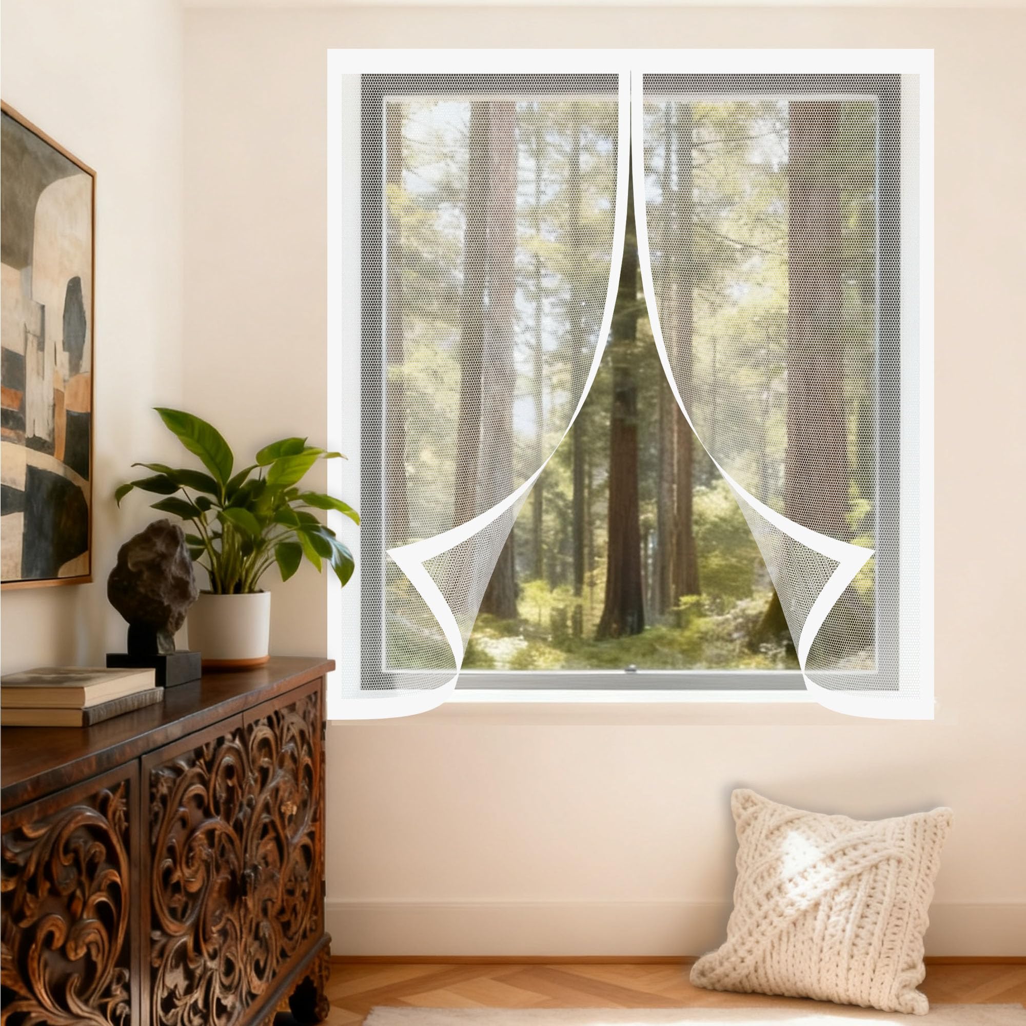 Moustiquaire fenêtre aimantée 150x175 cm blanche sans percer