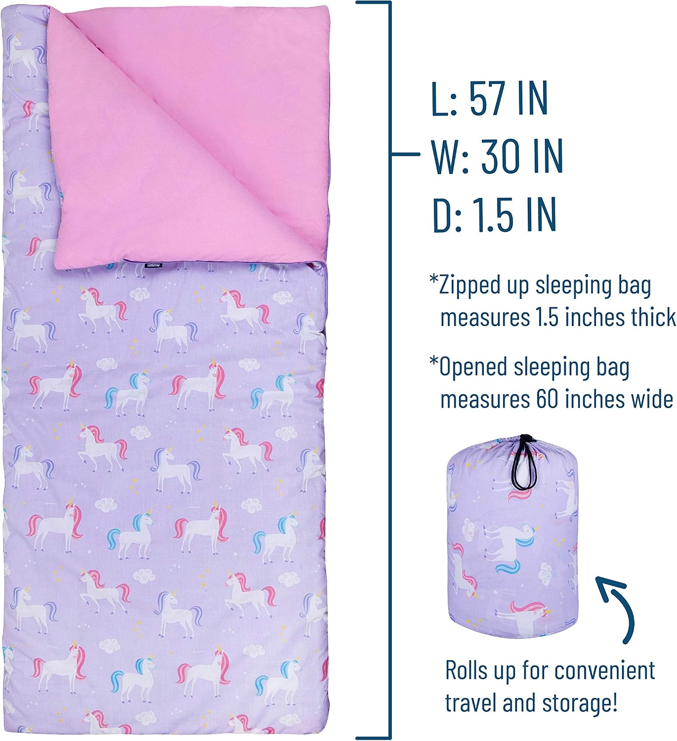 Review Discount Wildkin Kids Sleeping Bags for Boys and Girls, Measures 57 x 30 x 1.5 Inches, Cotton Blend Materials Sleeping Bag for Kids, Ideal Size for Parties, Camping & Overnight Travel, BPA-free (Unicorn) Hottest Sales Wildkin Kids Sleeping Bags for Boys and Girls, Measures 57 x 30 x 1.5 Inches, Cotton Blend Materials Sleeping Bag for Kids, Ideal Size for Parties, Camping & Overnight Travel, BPA-free (Unicorn)