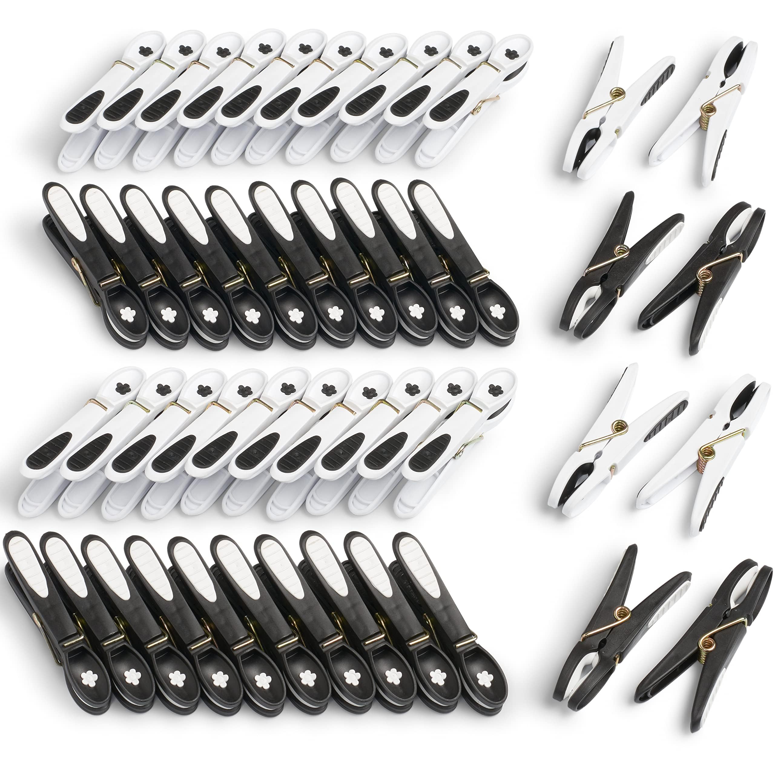 Flower Pegs (48 Pieces, White/Black/Black-White)